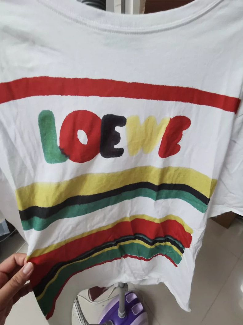 Loewe LOEWE White short-sleeved T-shirt, L size, rainbow stripe Size L / US 10 / IT 46 - 3 Thumbnail