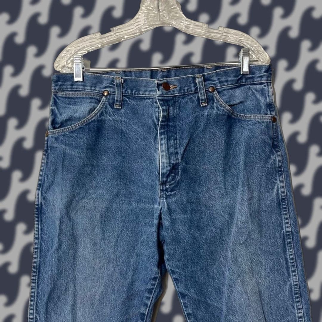 Wrangler Wrangler Mens Blue Cowboy Cut Original Fit Straight Jeans 34x30 Regular Rise Mid Denim 5-Pocket Logo Cowboys Mens Size US 34 / EU 50 - 1 Thumbnail