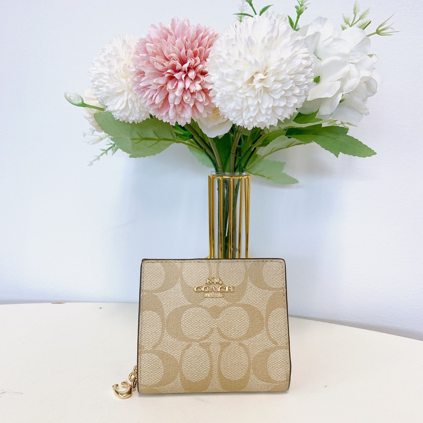 Coach Coach C3309 Snap Wallet In Signature Canvas IN Lt Khaki Size ONE SIZE - 1 Thumbnail