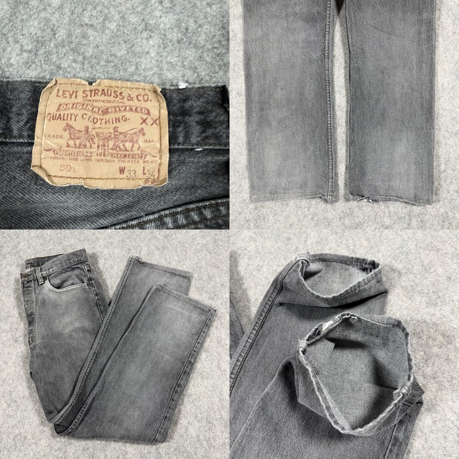 Levi's VINTAGE Levi's 501 Jeans Mens Size 33x34 Gray Made in USA Likely 80s 90s Style Straight 5-Pocket Comfort Regular Fit USA Size US 33 - 11 Thumbnail