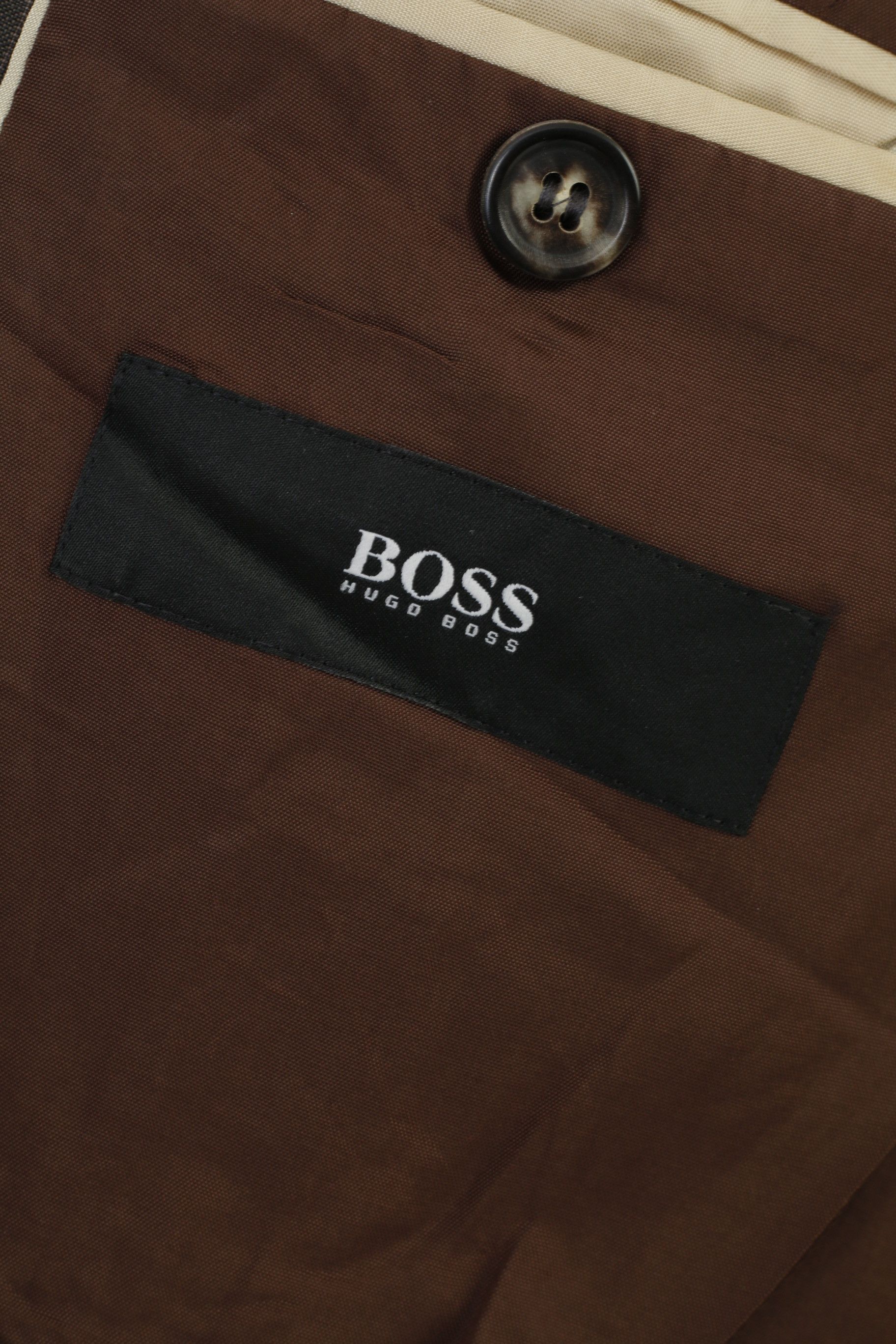 Hugo Boss × Vintage Hugo Boss Men 40 50 Blazer Grey Striped Virgin Wool 10932 Size 40R - 4 Thumbnail