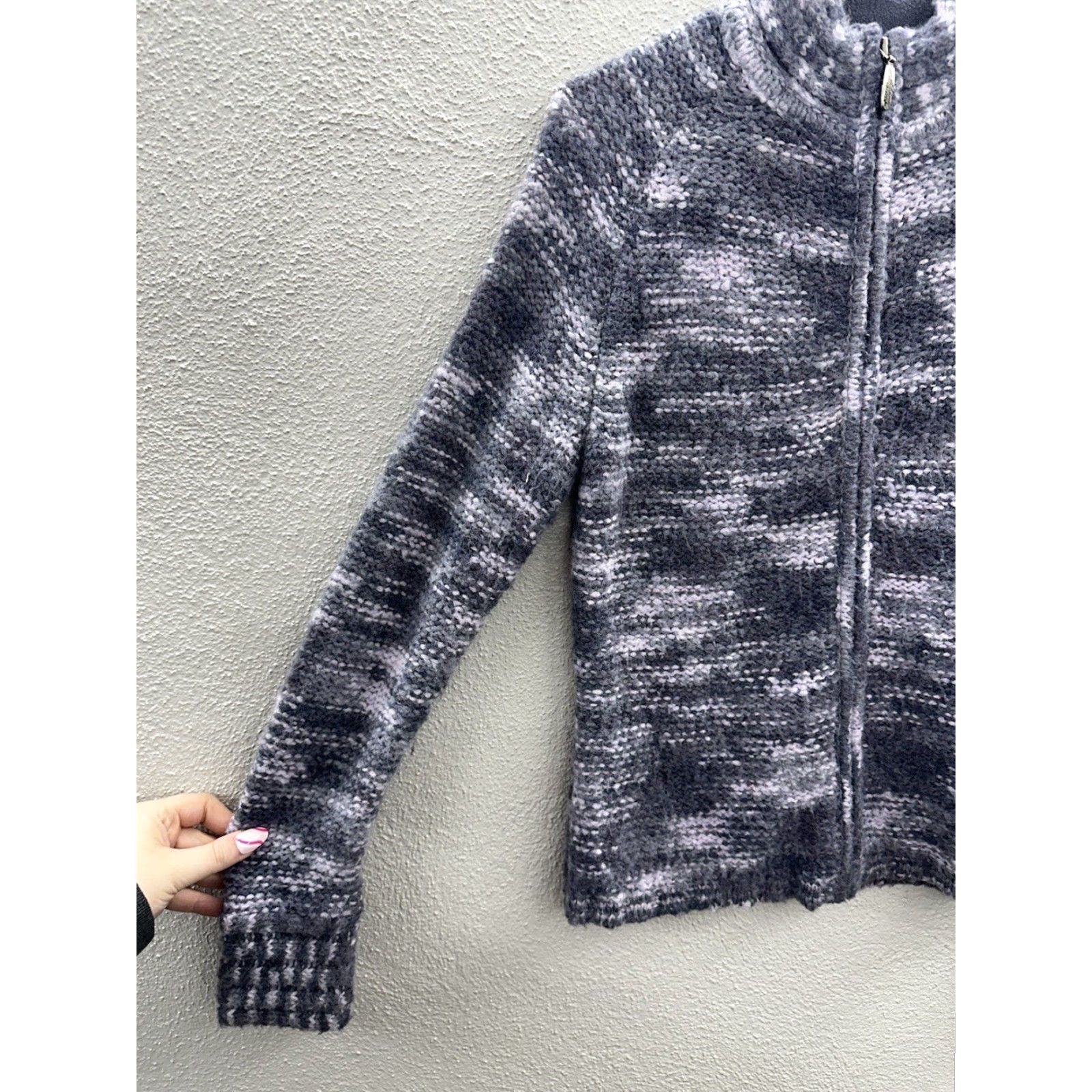 Eddie Bauer Eddie Bauer Womens Sweater Purple Wool Blend Long Sleeve Zip Up Mock Neck Cardigan Small Knit Style: Regular Size S / US 4 / IT 40 - 2 Thumbnail