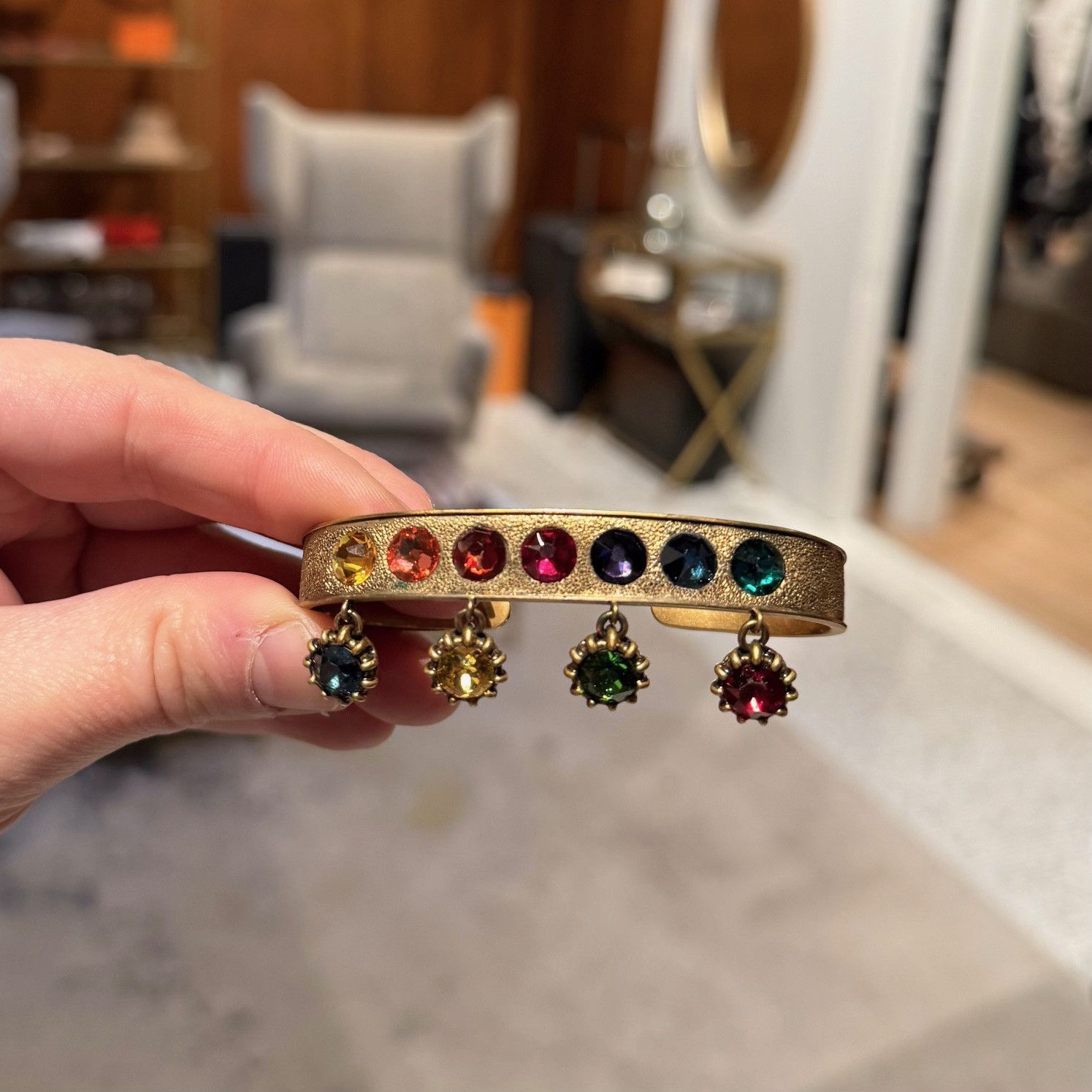 Gucci Gucci Crystal Embellished Multicolour Stones Cuff Bracelet Size ONE SIZE - 10 Thumbnail