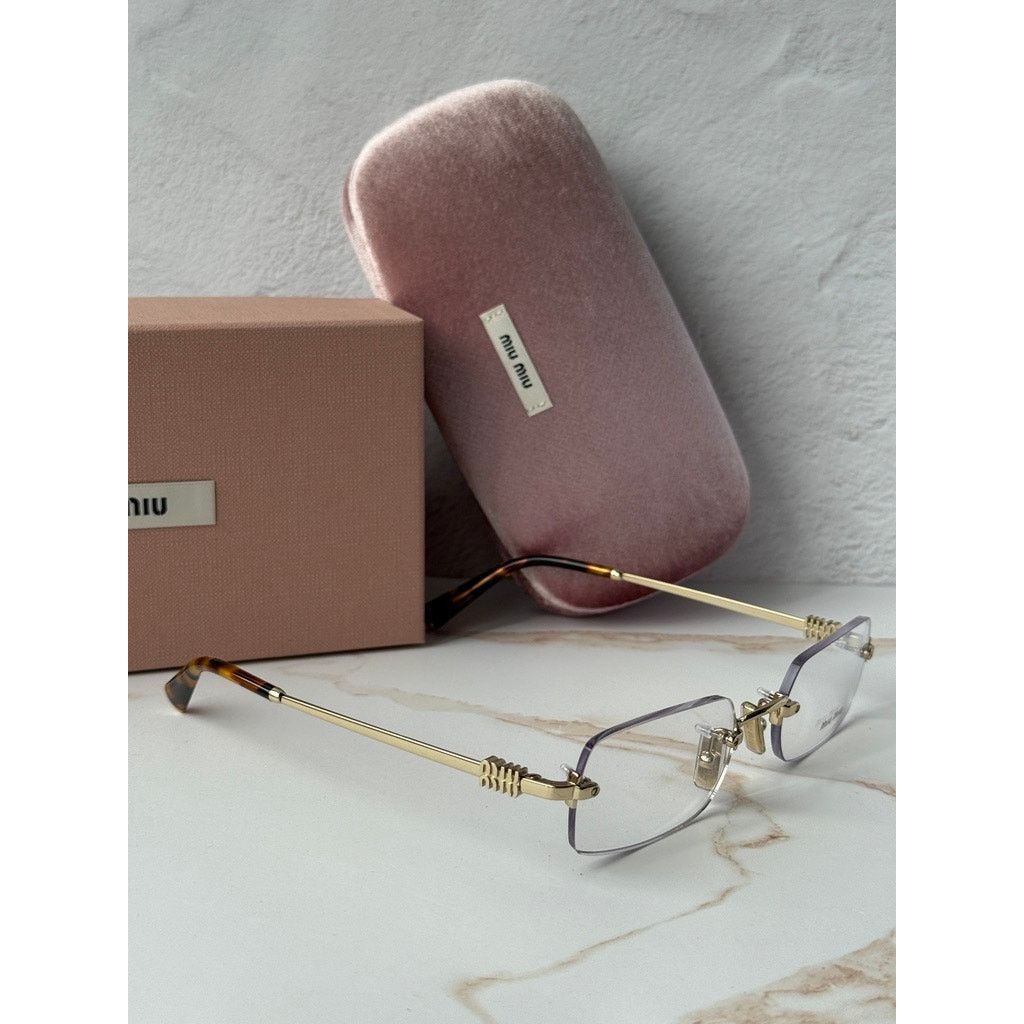 Miu Miu NEW Miu Miu M50YV Gold Rimless Metal Eyeglasses Frames Size ONE SIZE - 6 Thumbnail