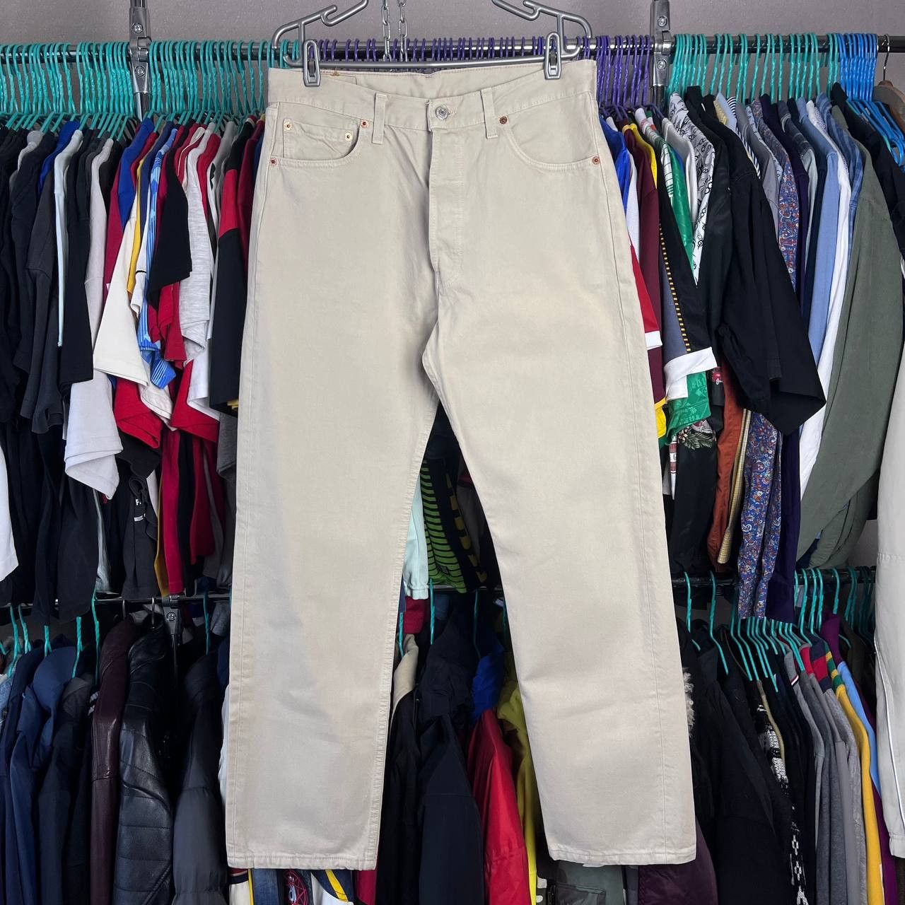 Levi's Vintage Clothing Vintage 90s Levis 501 Button Fly Beige Denim Pants USA Size US 34 / EU 50 - 7 Thumbnail