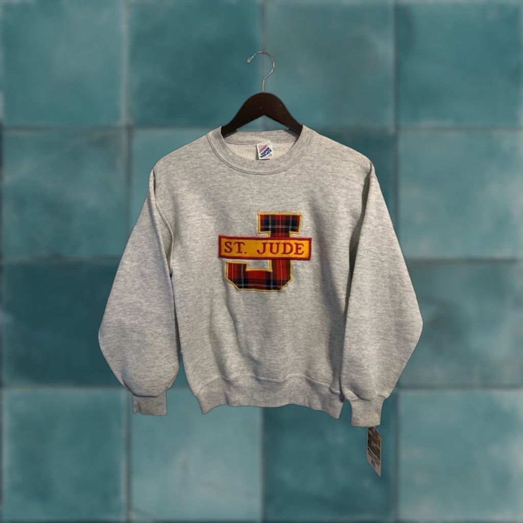 Jerzees vintage St Jude Jerzees Sweatshirt Mens S Gray 90s Plaid Logo Made in USA Whe Size US S / EU 44-46 / 1 - 1 Thumbnail