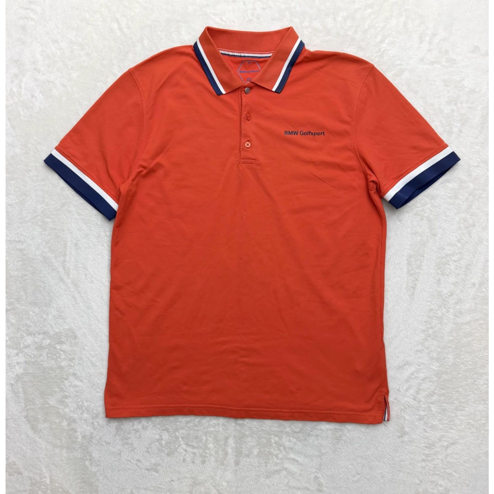 BMW VINTAGE: No BMW Golfsport Polo Shirt Mens XL Orange Golf Striped Collar Logo Performance Size US XL / EU 56 / 4 - 2 Thumbnail