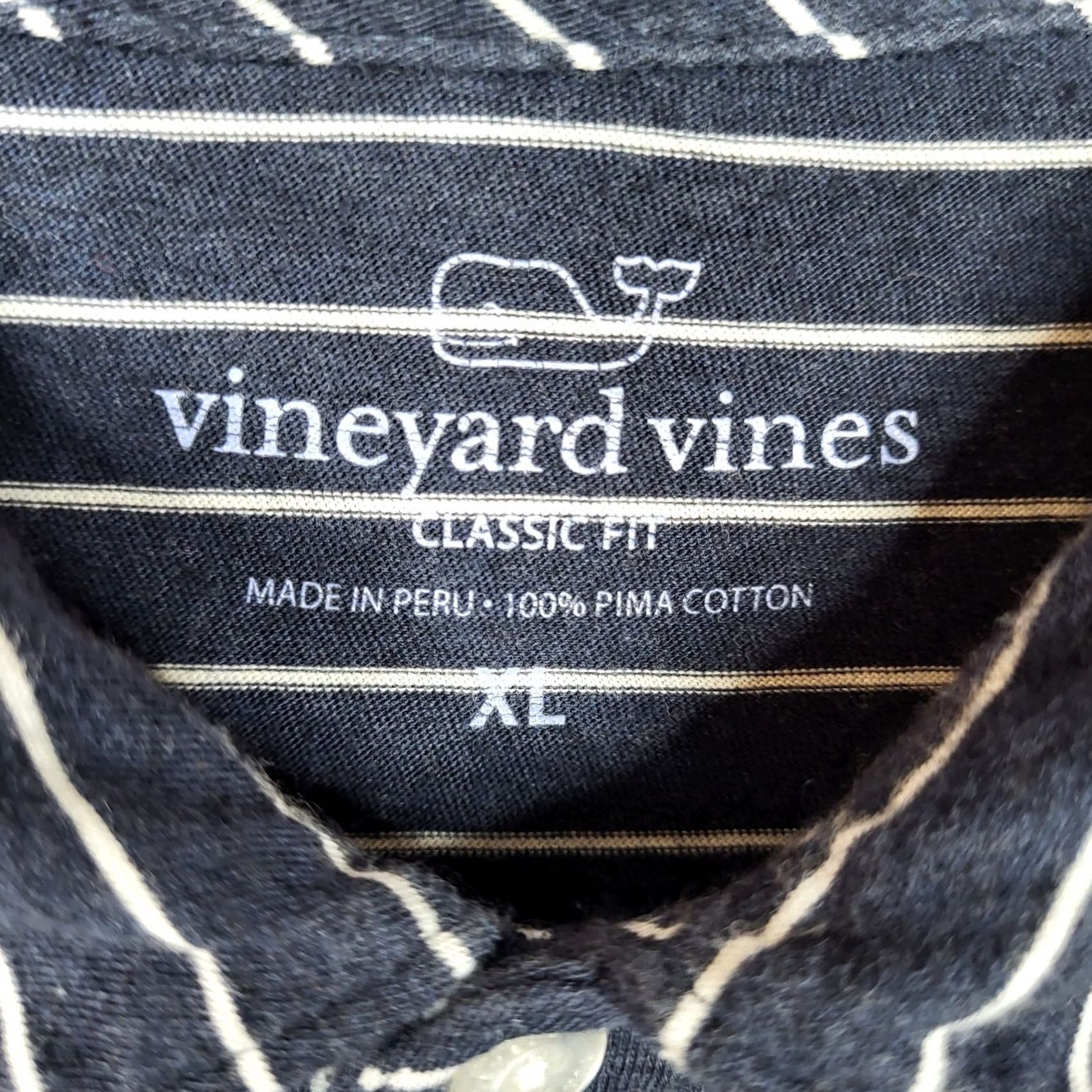 Vineyard Vines Vineyard Vines CLASSIC FIT Polo Shirt Striped Short Sleeve Gray Blue XL Mens Size US XL / EU 56 / 4 - 3 Thumbnail