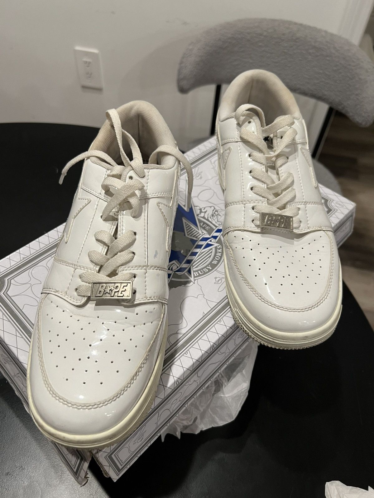 Bape White on white Bape Patent Leather Forces Size US 9 / EU 42 - 4 Thumbnail