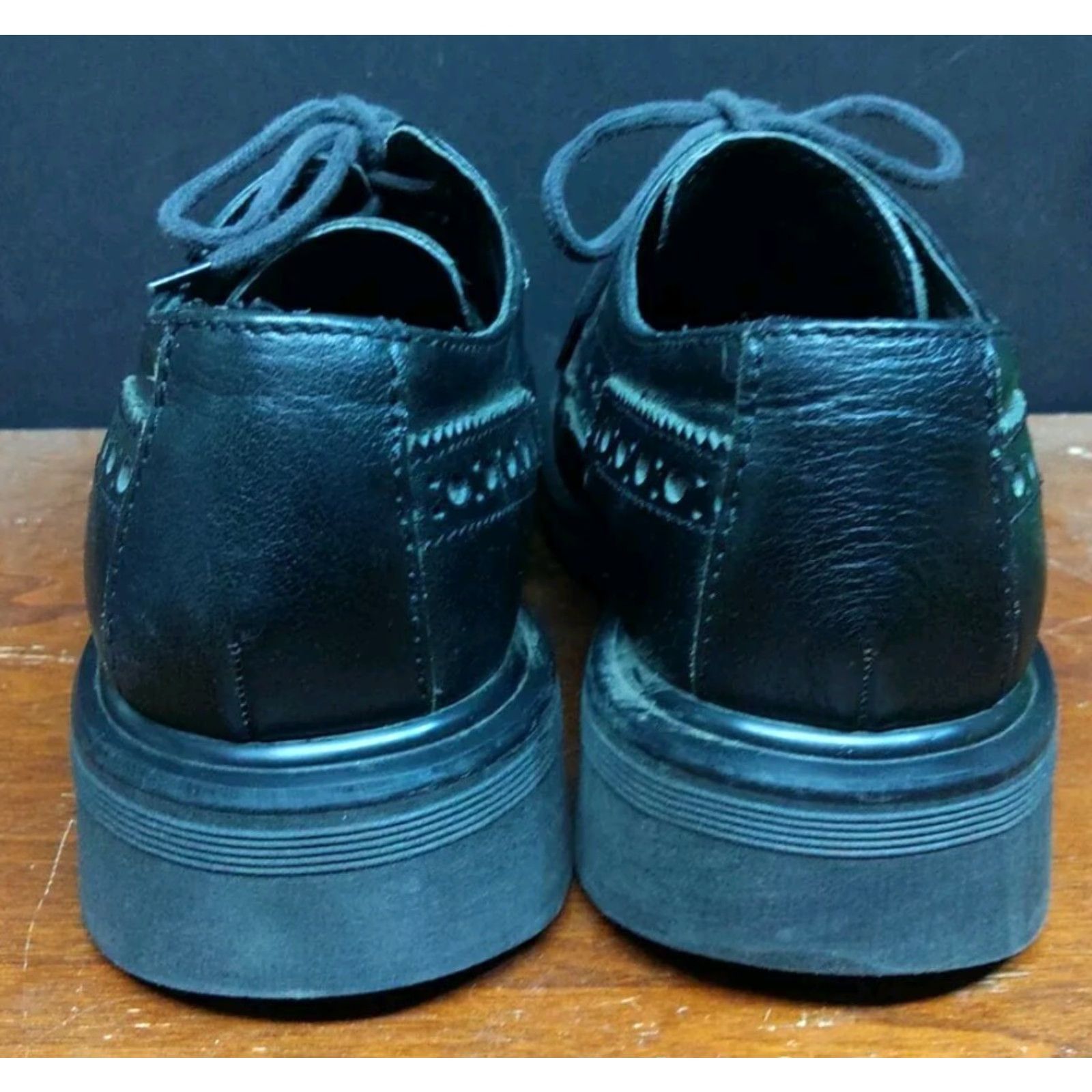 Dr. Martens VINTAGE Dr. Martens Men Brogue Oxfords Black Leather Square Toe Lace Up 9 US 8 UK 90s Shoes Size US 8 / EU 41 - 5 Thumbnail