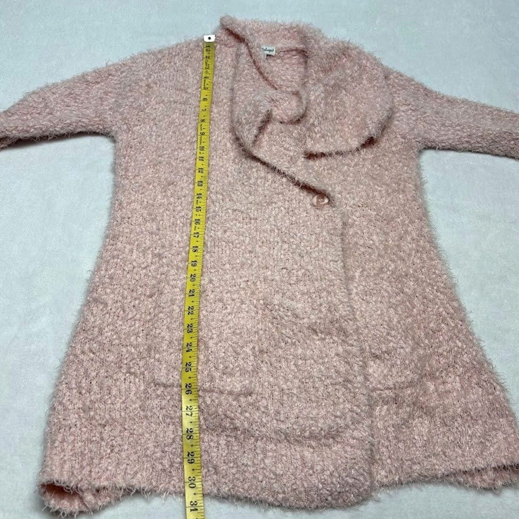 Vintage PJ Salvage Sweater Womens S Pink Cozy Fuzzy Boucle Open Asymmetrical Cardigan Size Size S / US 4 / IT 40 - 7 Thumbnail