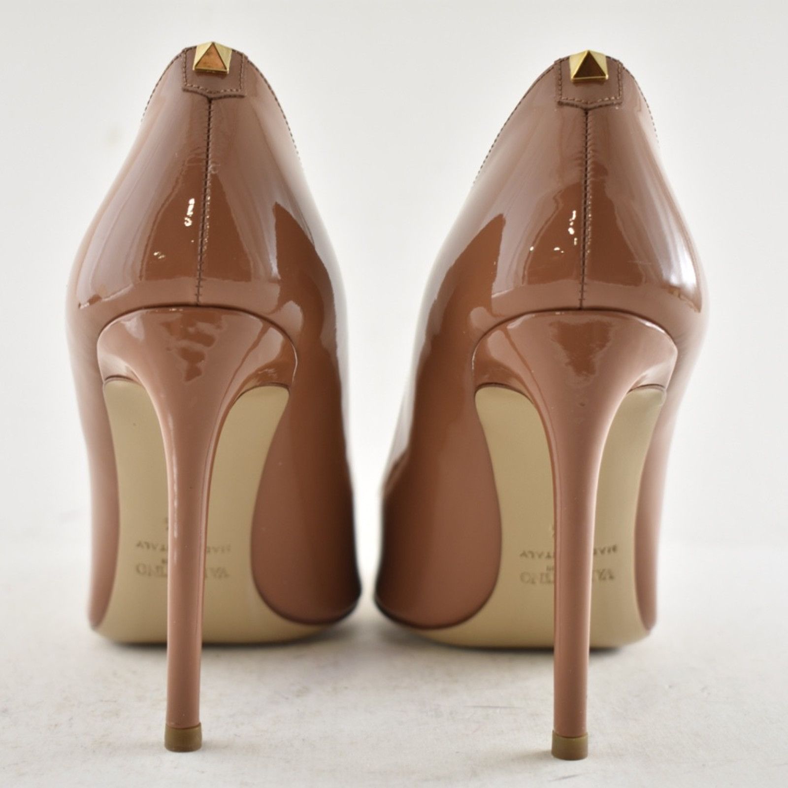 Valentino Valentino Rockstud Dark Nude Beige Patent Leather Size US 6.5 / IT 36.5 - 9 Thumbnail