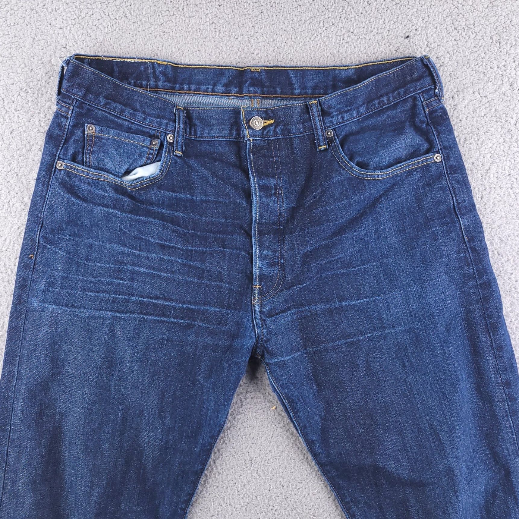 Levi's Levi's Jeans Mens Regular 38x31 Blue Dark Cotton Denim Button Fly Jeans Men 38 31 Blue Dark Cotton Regular Straight Mens Size US 38 / EU 54 - 5 Thumbnail