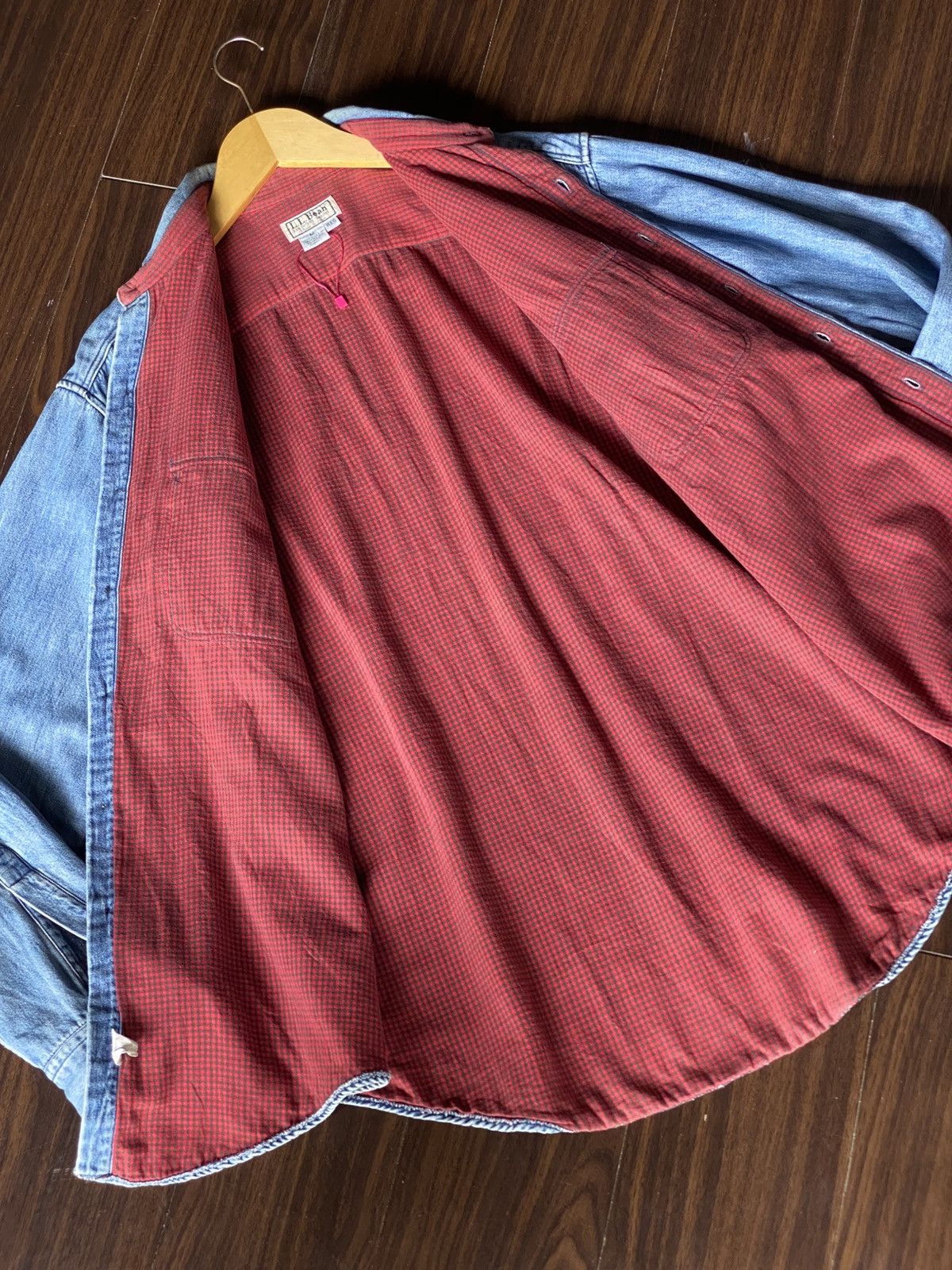 L.L. Bean 80s USA L.L BEAN FLANNEL LINED DENIM SHIRT Size US XL / EU 56 / 4 - 4 Thumbnail