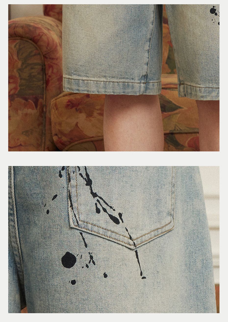 Japanese Brand × Jean Letter Printed Vintage Denim Short Size US 31 - 8 Thumbnail
