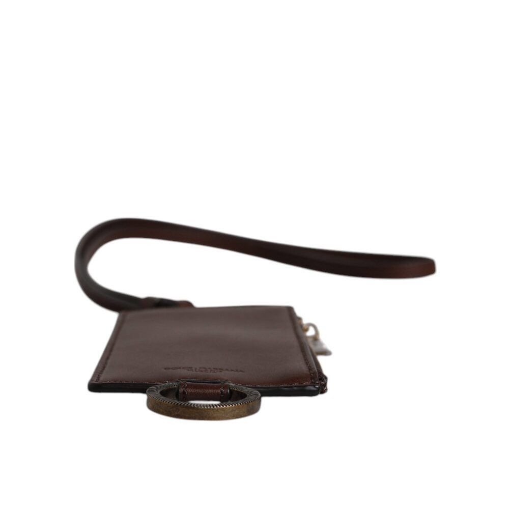 Dolce & Gabbana Dolce & Gabbana Brown Calf Leather Lanyard Logo Card Holder Size ONE SIZE - 7 Thumbnail