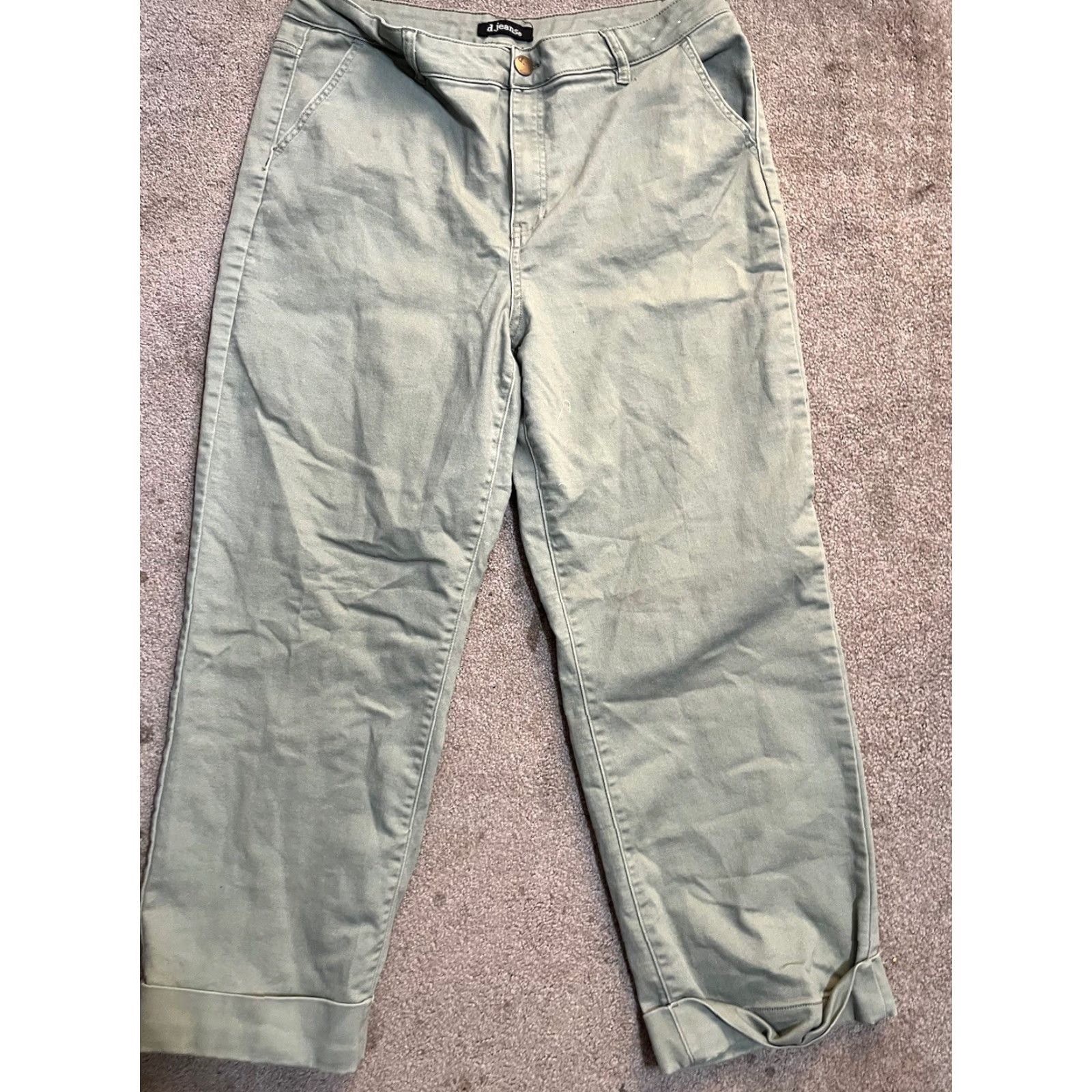 Vintage Womens D Jeans Skinny Mid Rise Stretch Green Cotton Blend Solid Jeans 16 Size 38" / US 16 / IT 52 - 2 Thumbnail