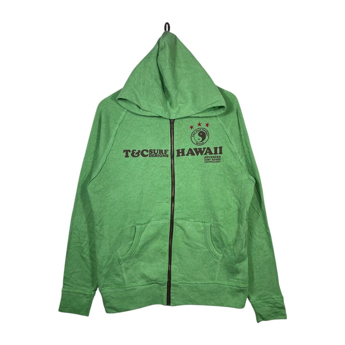 Vintage Vintage 90s T&C Surf Designs Hawaii Zip Hoodie Green Large Size US L / EU 52-54 / 3 - 1 Thumbnail