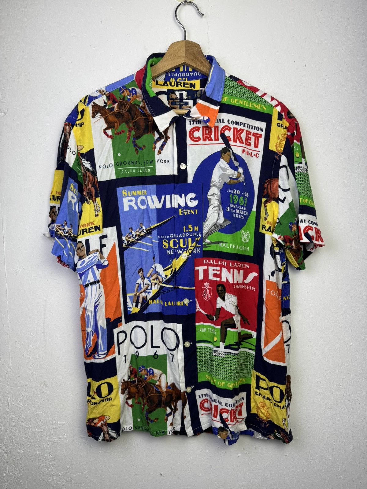 トップス 90s Polo Ralph Lauren Shirt RAYON DOMINO Ralph Lauren Ralph Lauren Domino Camp Collar Bowling Hawaiian