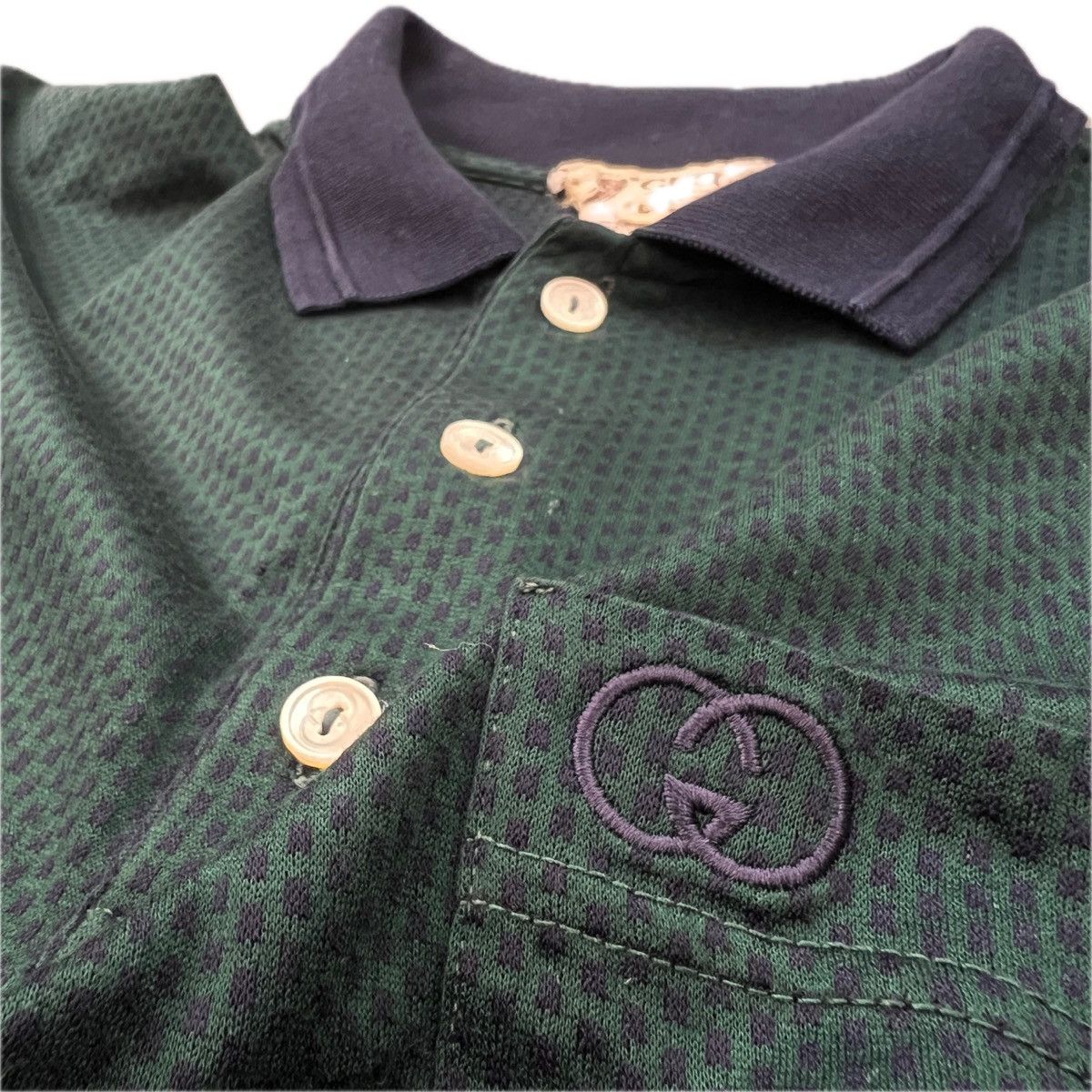 Gucci × Vintage Archive Vintage GUCCI Embroidered Logo Polo Tee Size US L / EU 52-54 / 3 - 4 Thumbnail