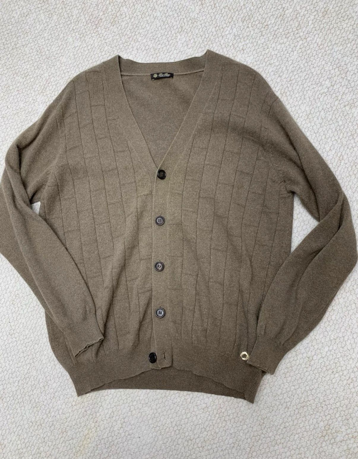 Loro Piana LORO PIANA Men's Brown/Light Beige Pure Cashmere Cardigan Size US L / EU 52-54 / 3 - 2 Thumbnail