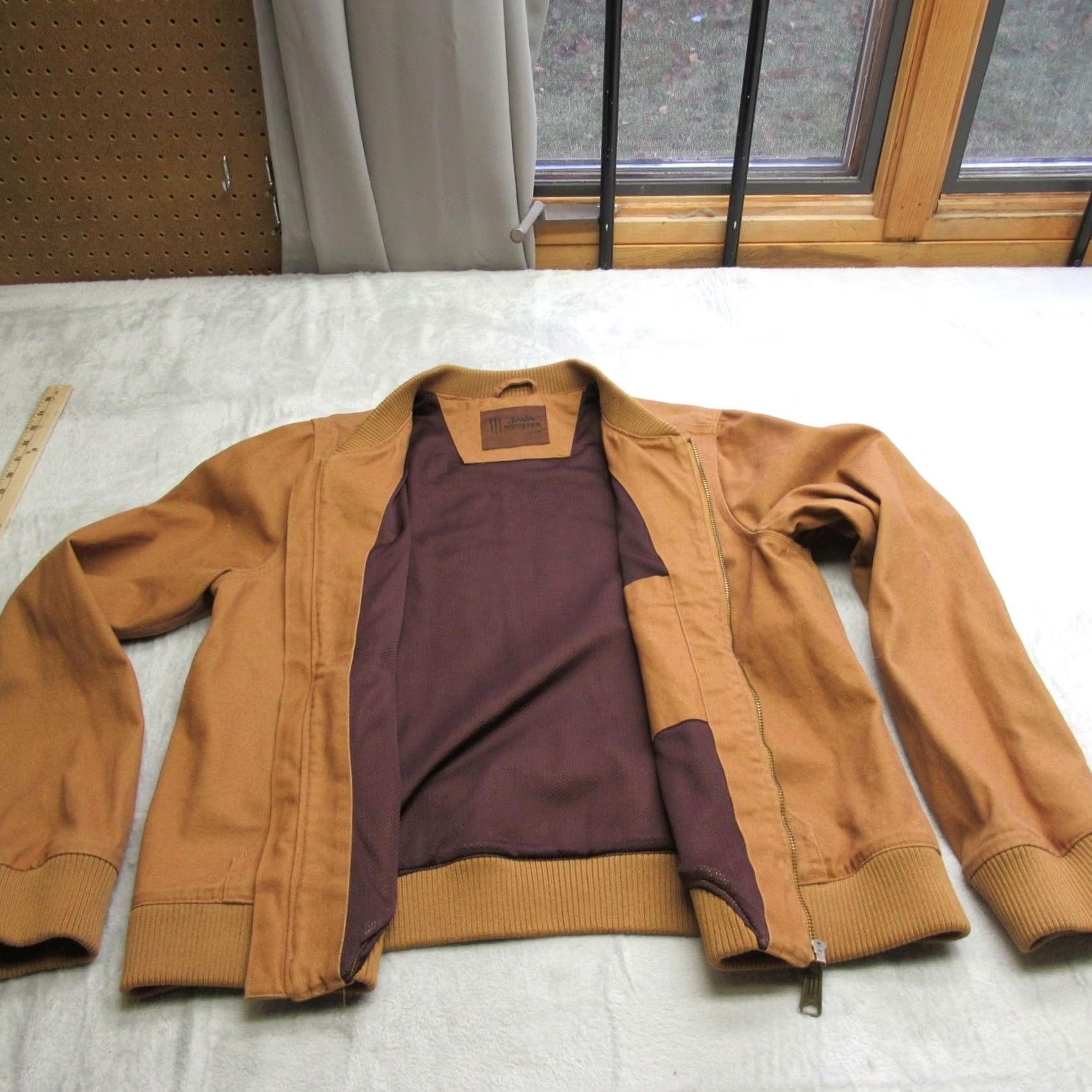 Vintage Java Monster Energy Bomber Jacket Womens XL Beige Duck Canvas Rugged Work Zip Size XL / US 12-14 / IT 48-50 - 3 Thumbnail