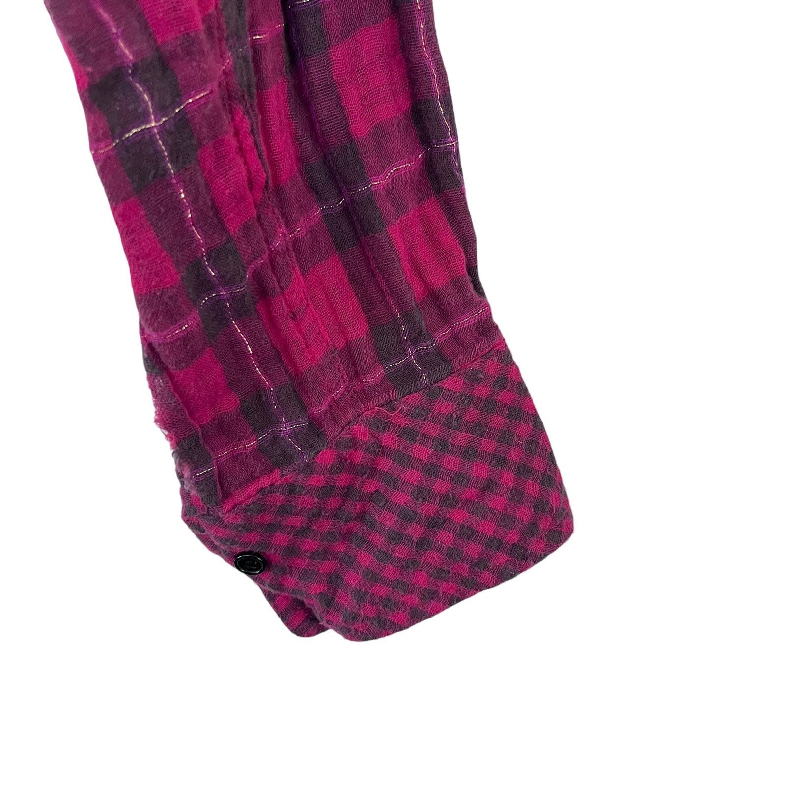 Other Etienne Marcel Greta Plaid Muslin Cotton Shirt Frayed Hem Size S / US 4 / IT 40 - 3 Thumbnail