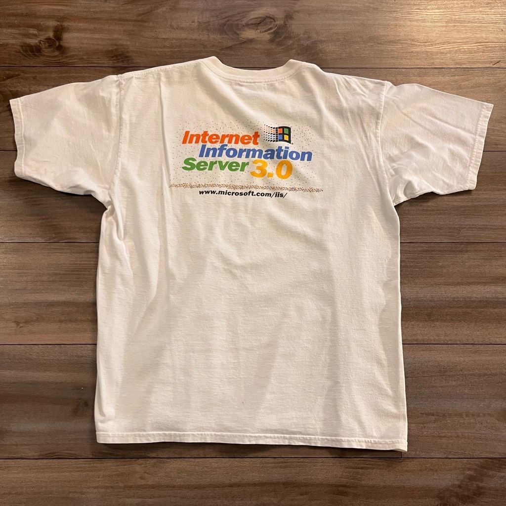 Gildan Vintage Microsoft Birthday Internet Server White Tshirt Men Size US XL / EU 56 / 4 - 5 Thumbnail