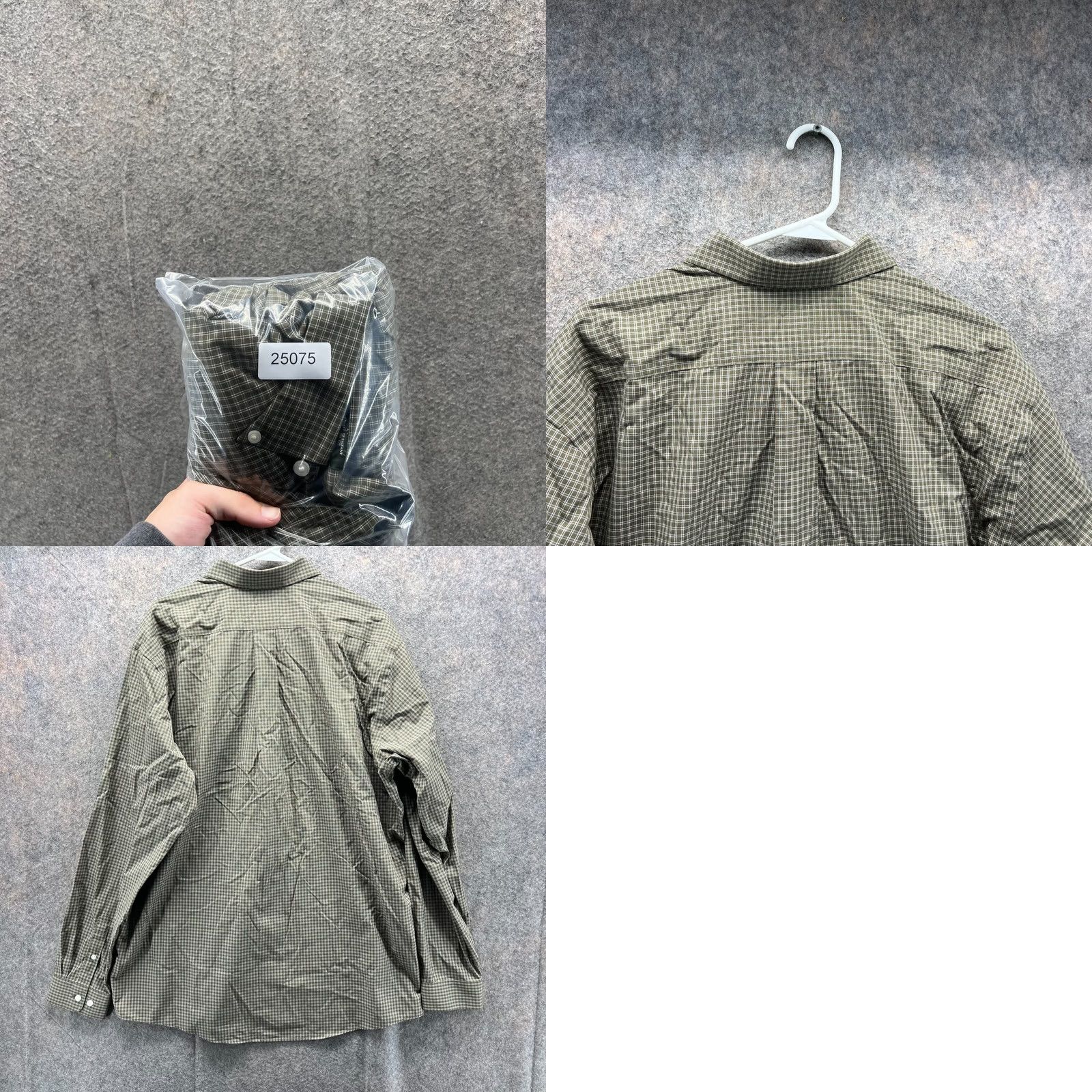 Eddie Bauer Eddie Bauer Shirt Men LT Olive Green Casual Button Down Relaxed Windowpane Cotton Long Sleeve Cap/Collar 50 in Chest Big & Tall Size US L / EU 52-54 / 3 - 8 Thumbnail
