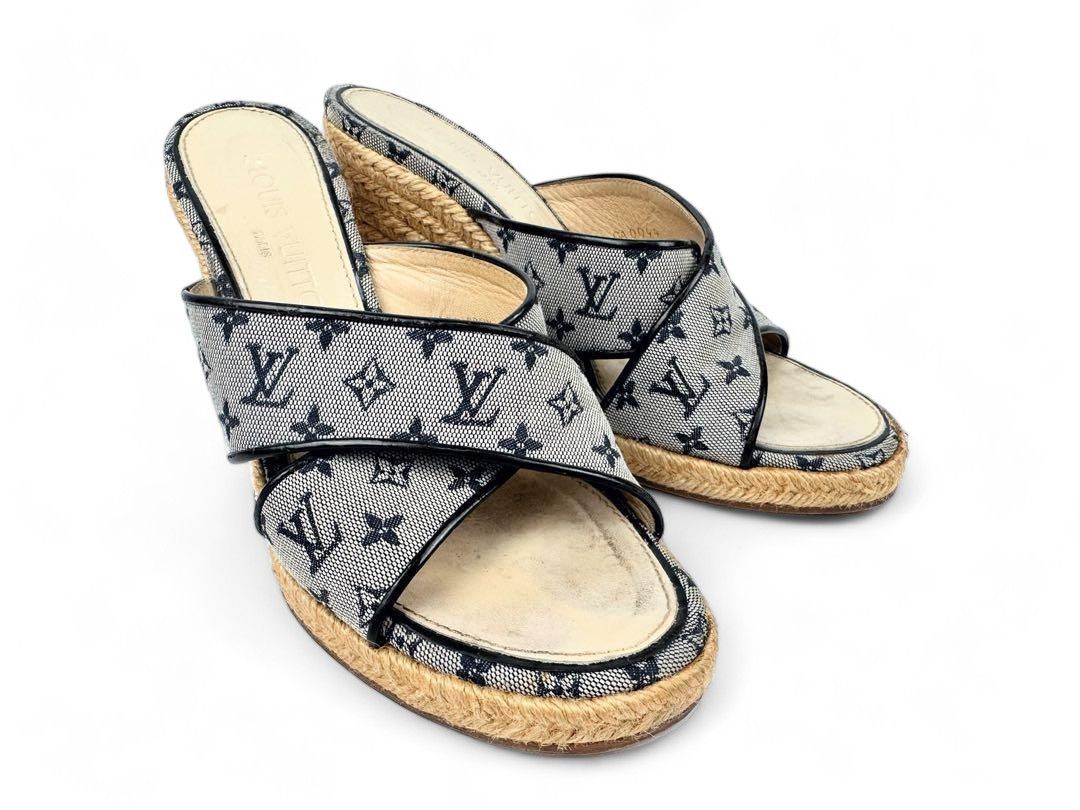 Louis Vuitton Louis Vuitton - 37 Wedge Sandals Monogram Denim LV Size US 6 / IT 36 - 3 Thumbnail