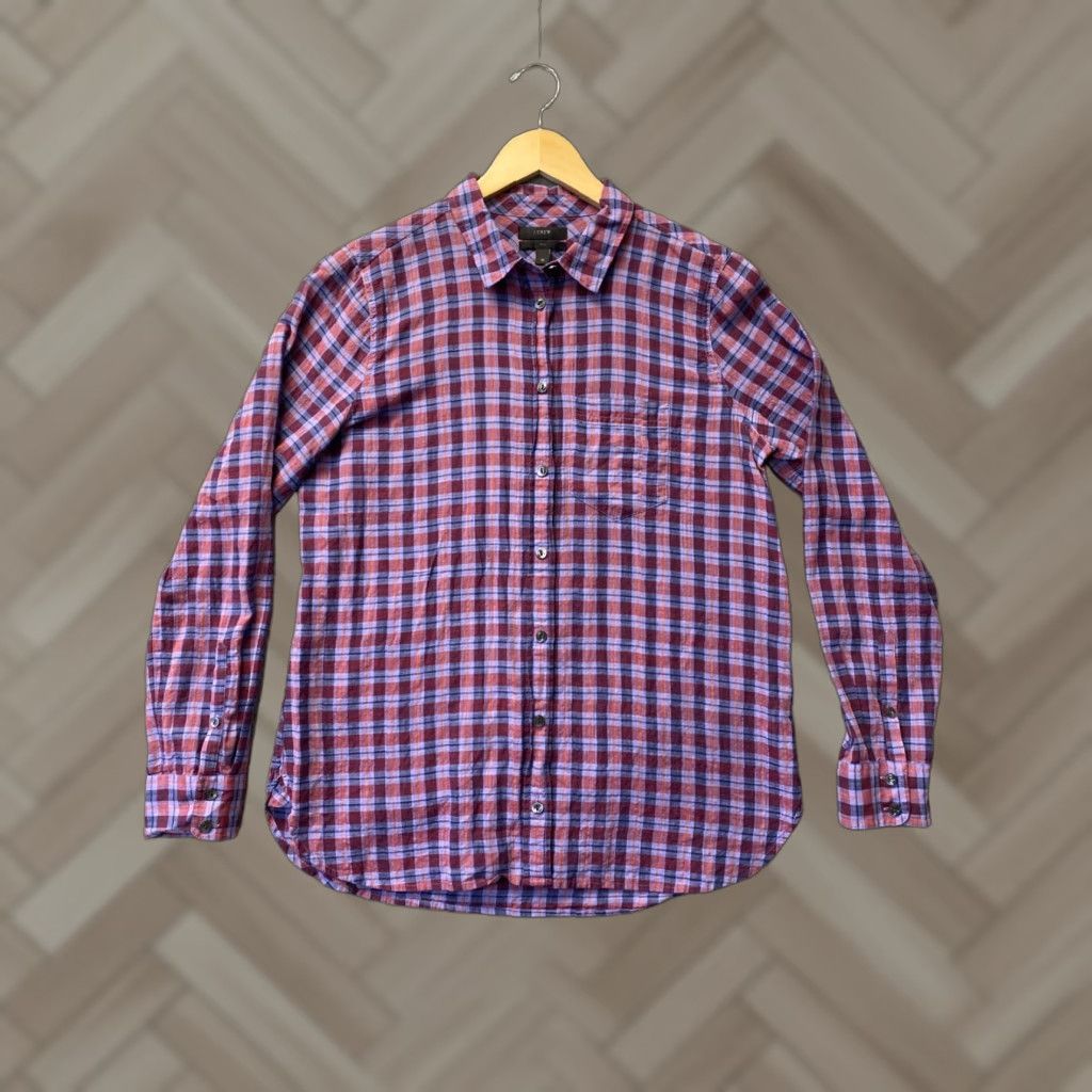 J.Crew J. Crew Button Shirt Women’s 10 Check Purple Lightweight top /161-8 Size L / US 10 / IT 46 - 1 Thumbnail