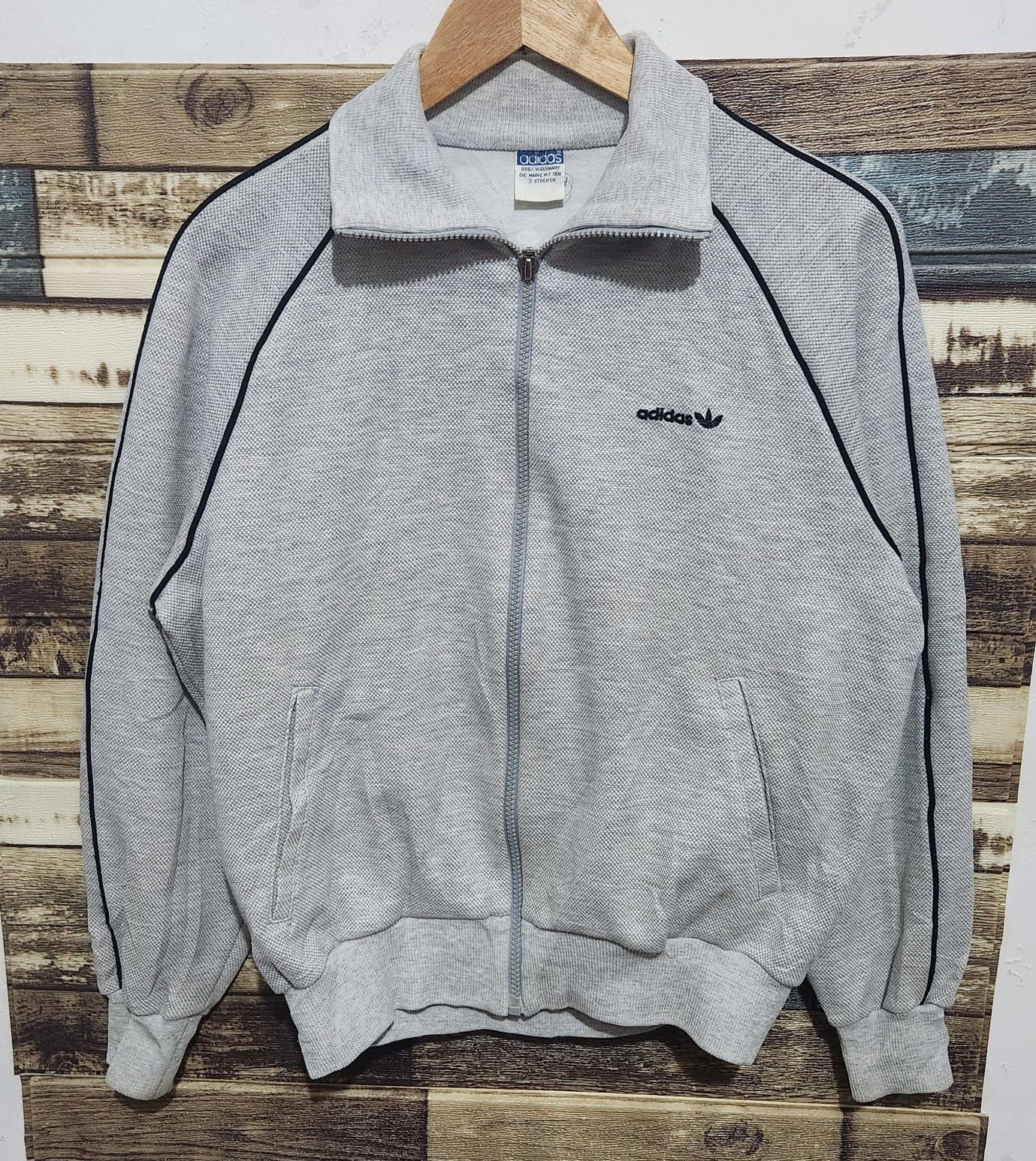 image of 80's Adidas Descente West Germany Tracktop Gray in Grey, Men's (Size Medium)