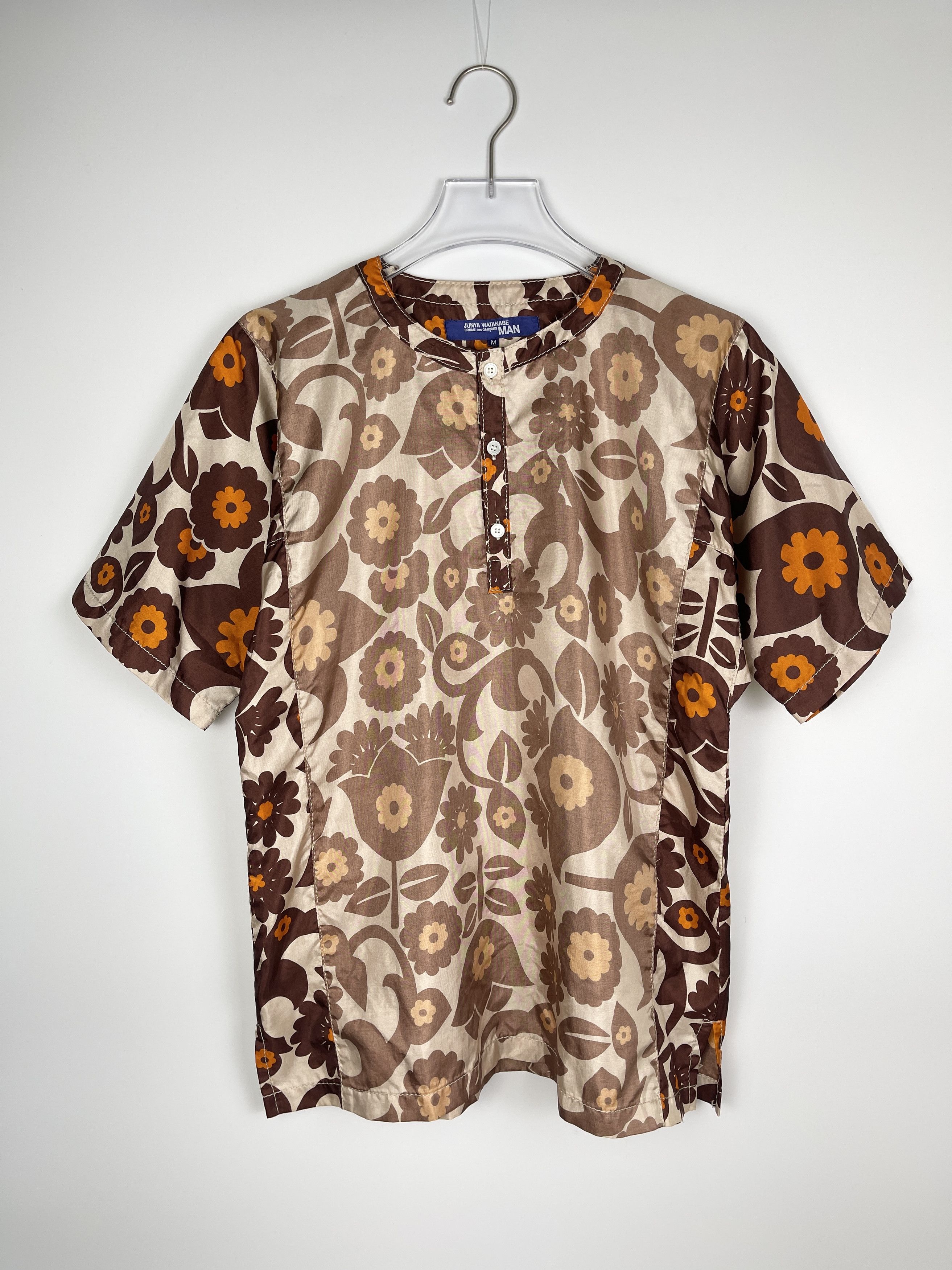 JUNYA WATANABE Gold Short Sleeve Shirt COTTON STRIPE X MULTI