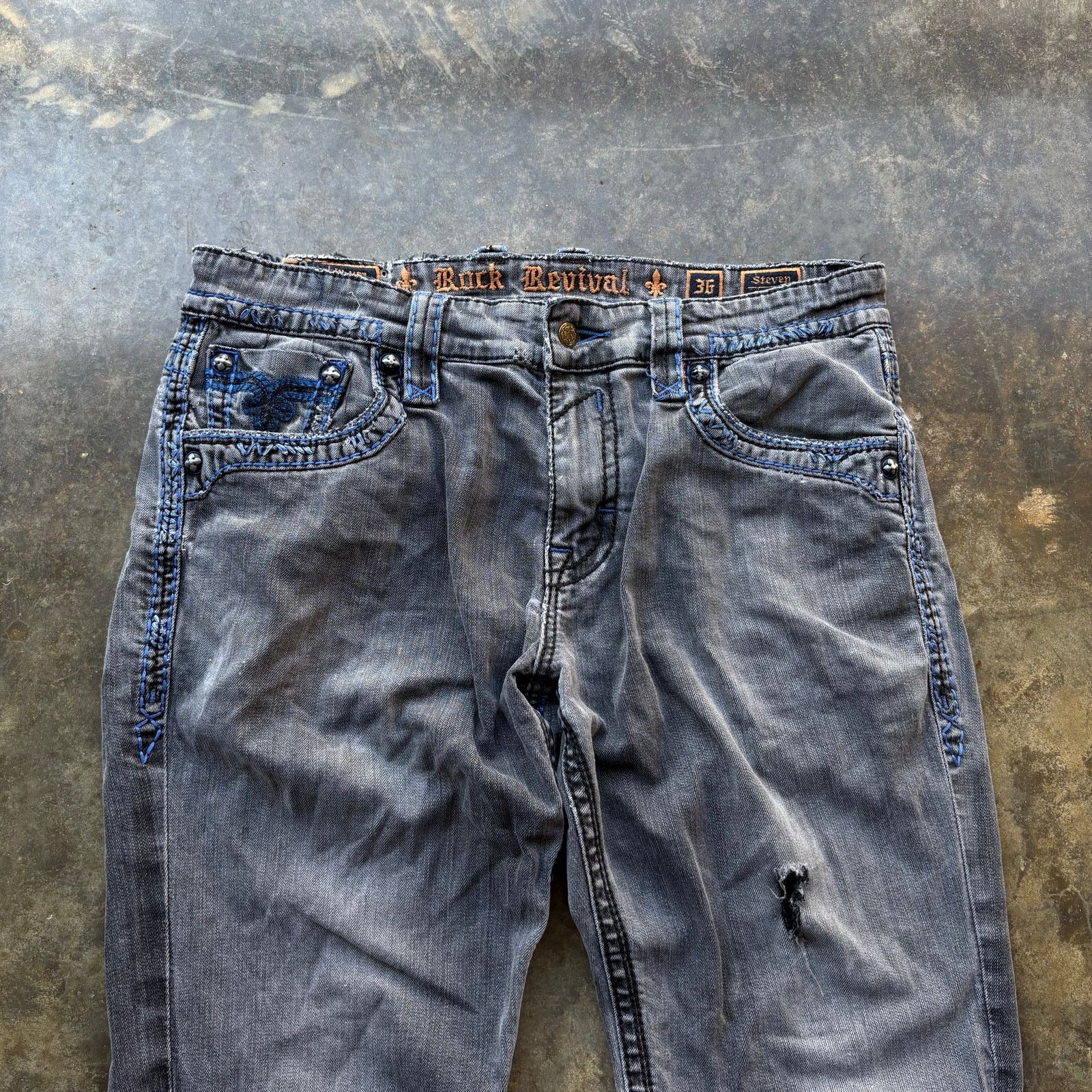 Rock Revival Vintage y2k Faded Grey Rock Revival Blue Jeans Size US 36 / EU 52 - 5 Thumbnail