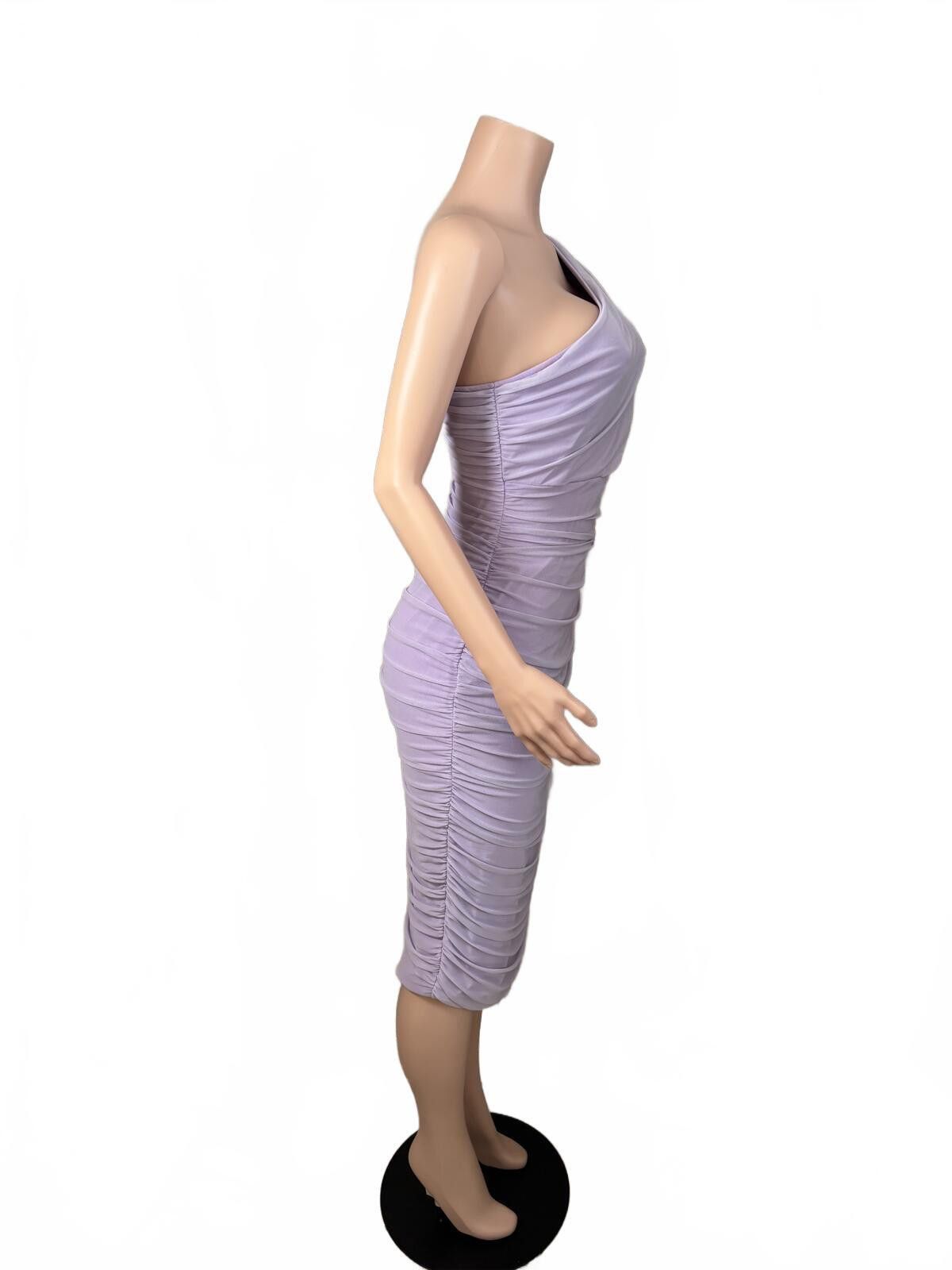 The Unbranded Brand One-Shoulder Ruched Midi Dress in Light Purple XL Size XL / US 12-14 / IT 48-50 - 7 Thumbnail