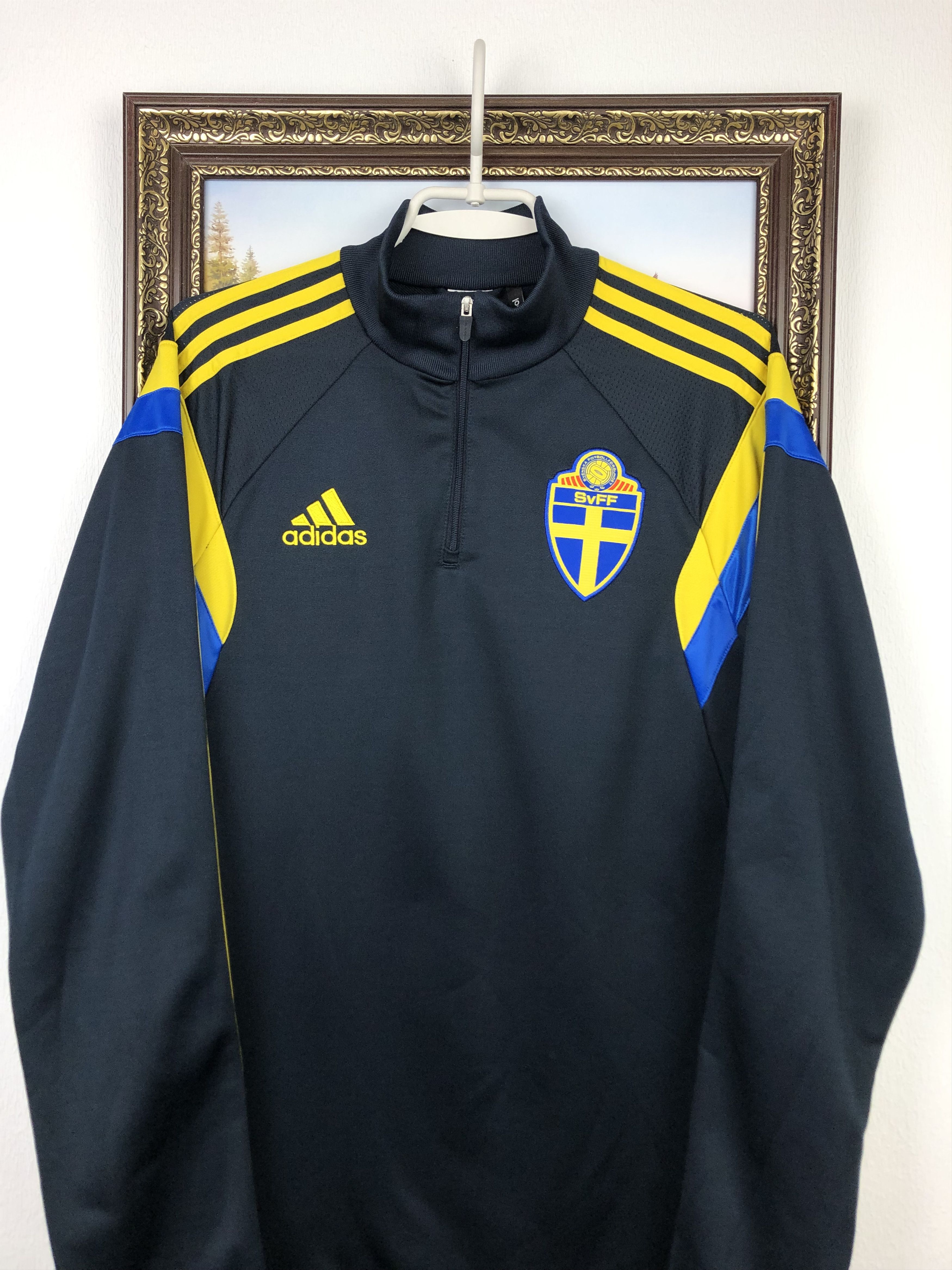 Adidas Vintage Adidas Sweden Football Jacket Soccer Track Size US M / EU 48-50 / 2 - 2 Thumbnail