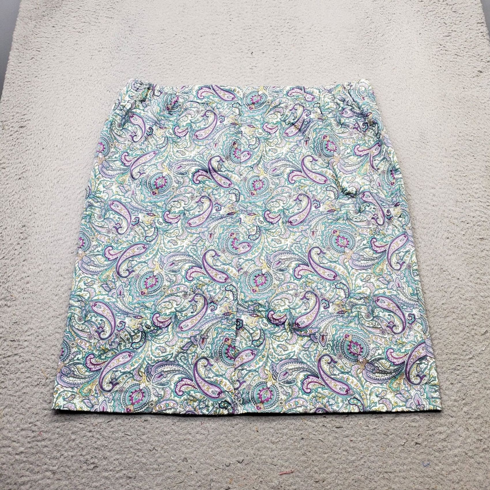 Talbots Talbots Womens Skirt 20W Paisley Print Stretch Back Zip Pencil Straight & Size 20W Multicolor Short NWT Womens Size 42" / US 20 - 2 Thumbnail
