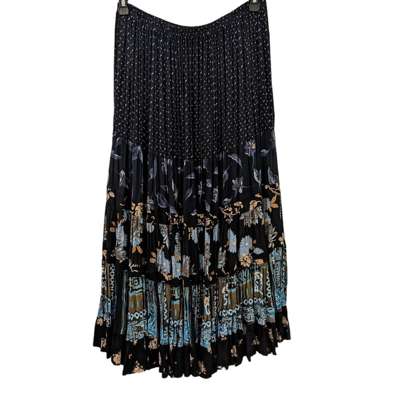 Other Vintage 1970's Anna Konya Floral Pleated Maxi Skirt Size 26" / US 2 / IT 38 - 2 Thumbnail