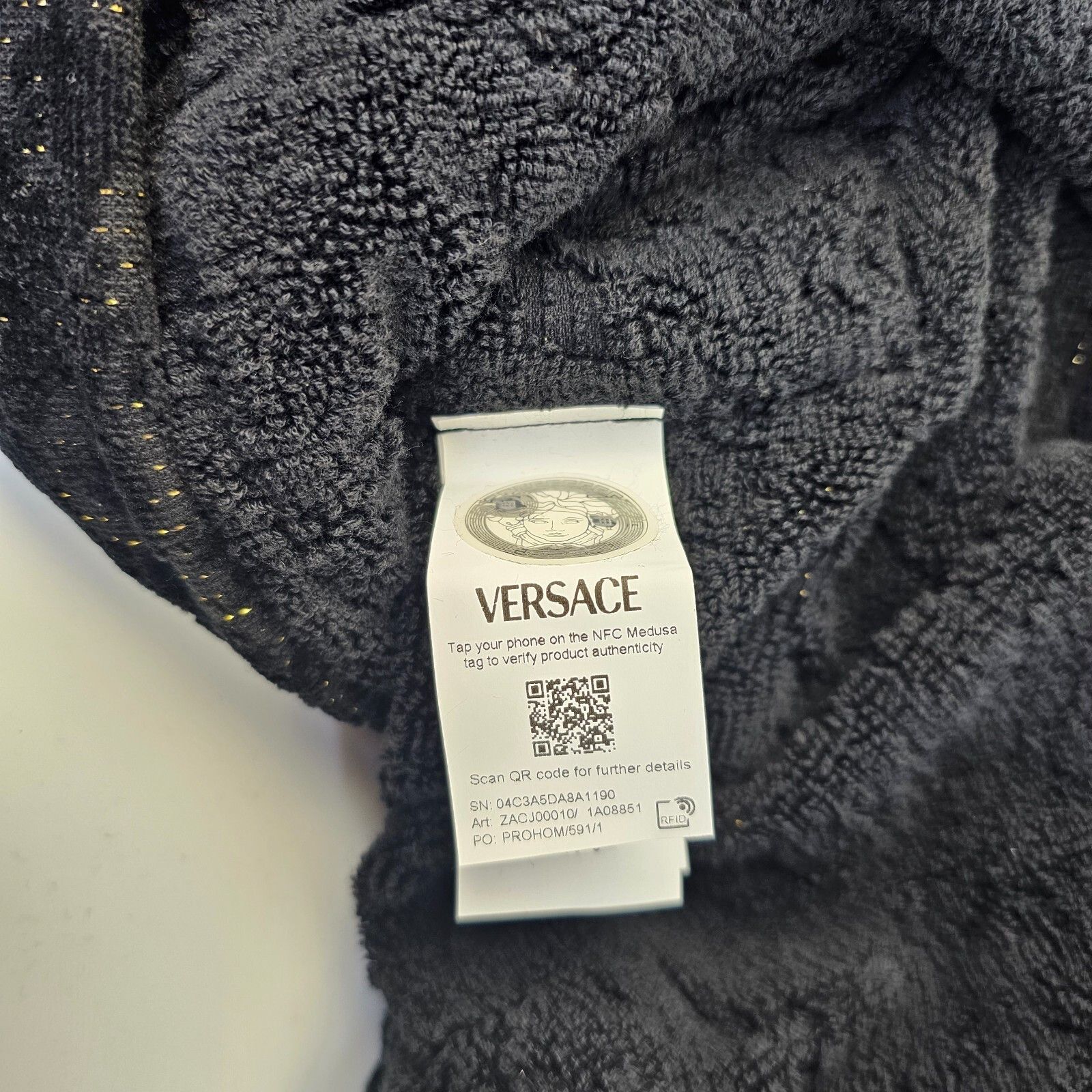 Versace VERSACE Baroque Black Long Unisex Bathrobe New Size US M / EU 48-50 / 2 - 9 Thumbnail