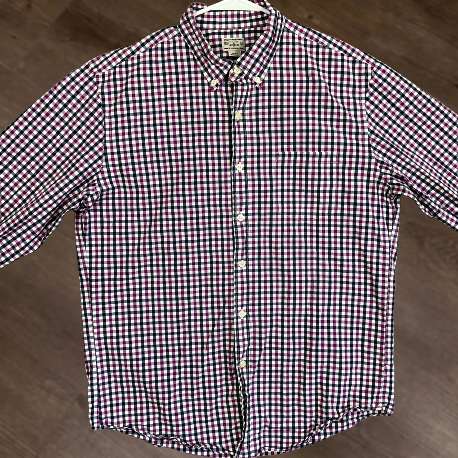 J.Crew J. Crew Button-Down Shirt Mens Large Blue Pink White Gingham Check Button-Up Collared Long Sleeve Casual Workwear 100% Cotton Regular Fit Size US L / EU 52-54 / 3 - 1 Thumbnail