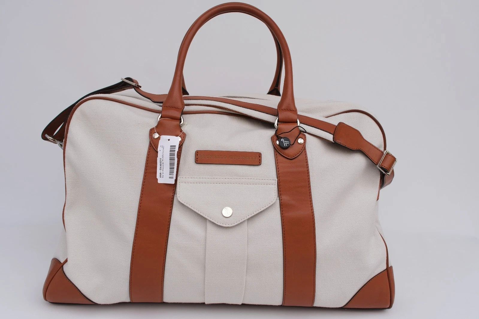 Brunello Cucinelli New Brunello Cucinelli Leather Canvas Travel Weekender Bag Size ONE SIZE - 1 Thumbnail