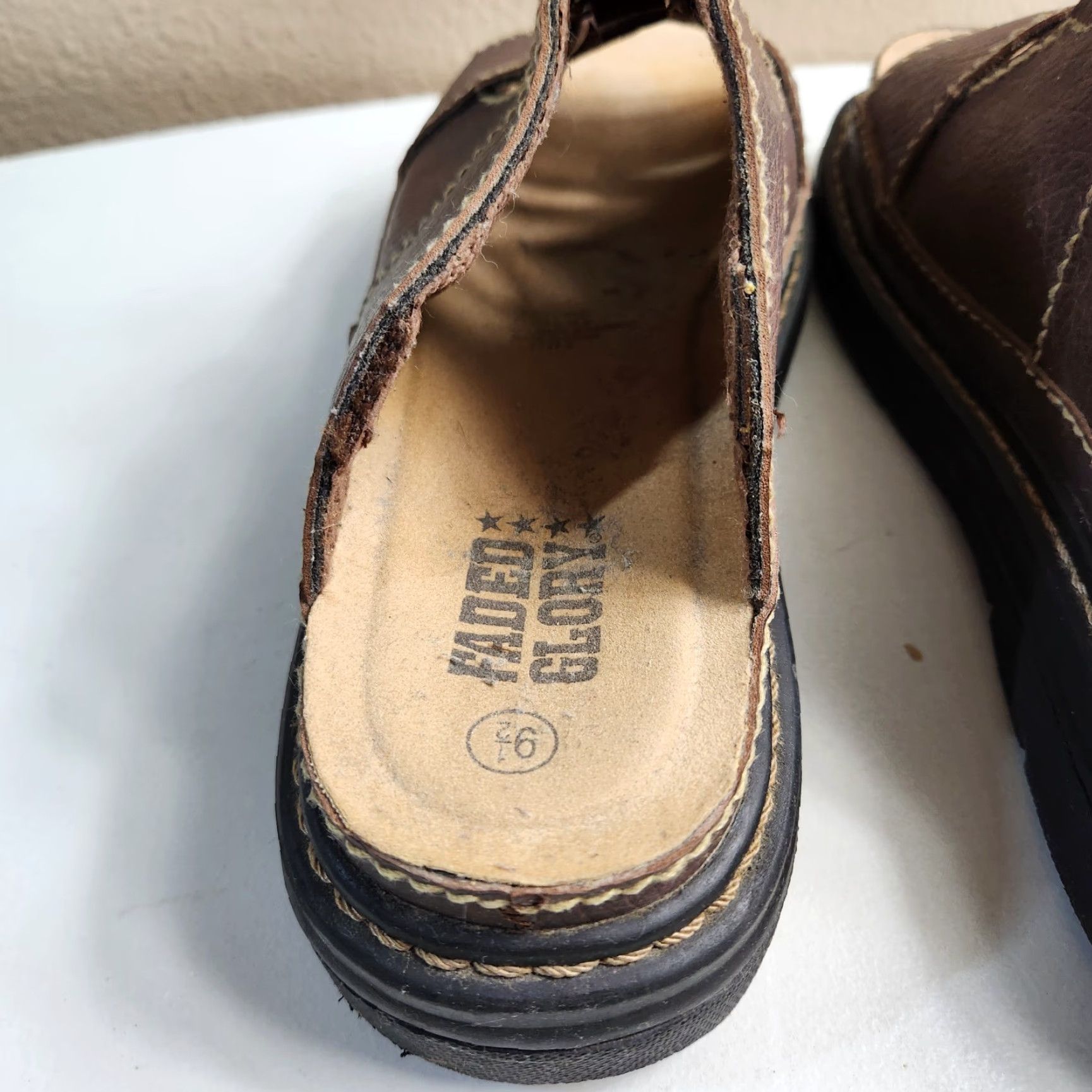 Faded Glory Faded Glory Sandal Womens 9.5 Brown Vegan Leather Chunky Lug Platform 90s Y2K Bohemian Grunge Hippie Slide Casual Flat Size US 10 / IT 40 - 7 Thumbnail