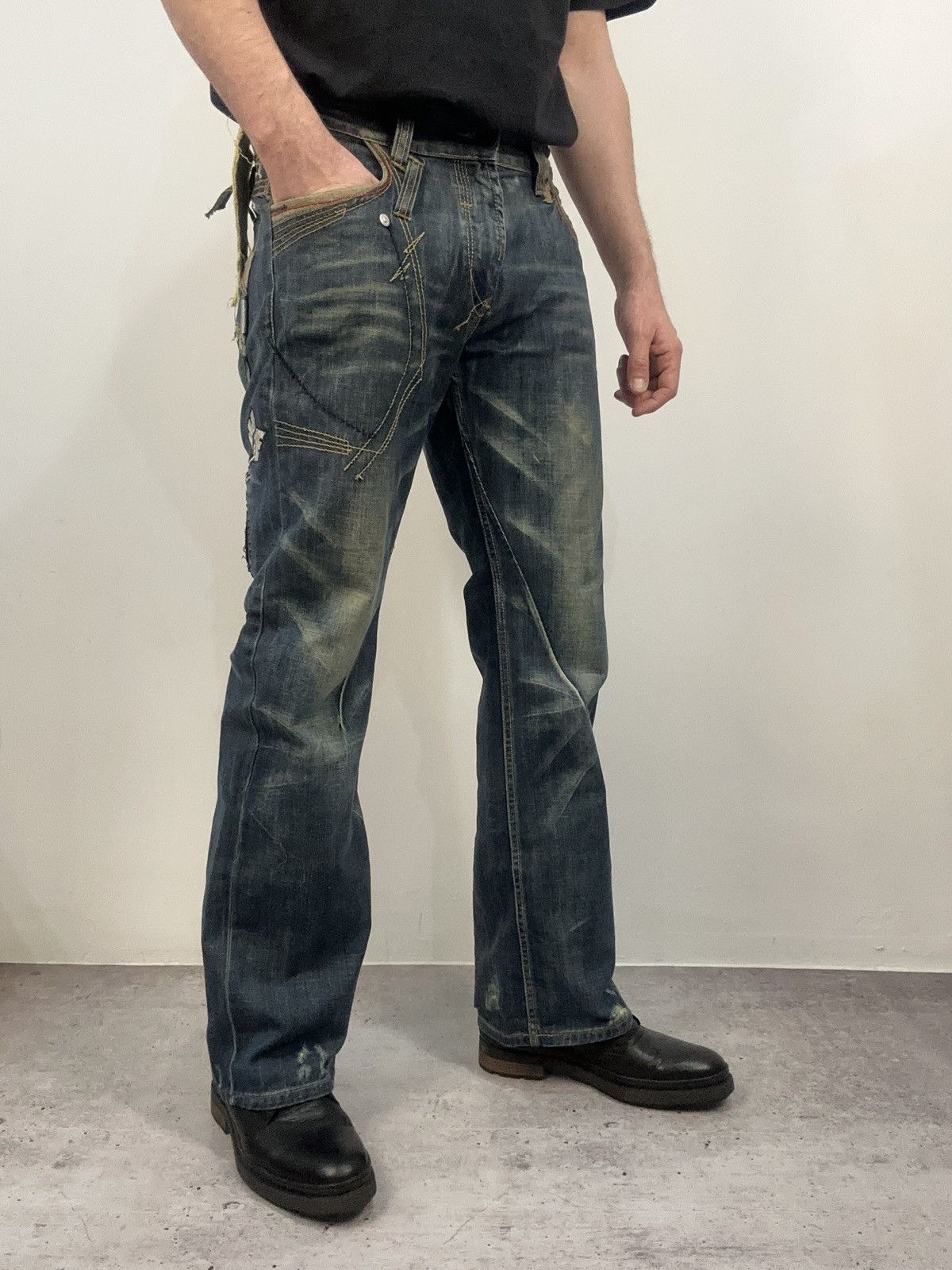 Other TOUGH Jeansmith Denim Pants Y2K Grunge Cyberpunk Techwear Size US 36 / EU 52 - 2 Thumbnail