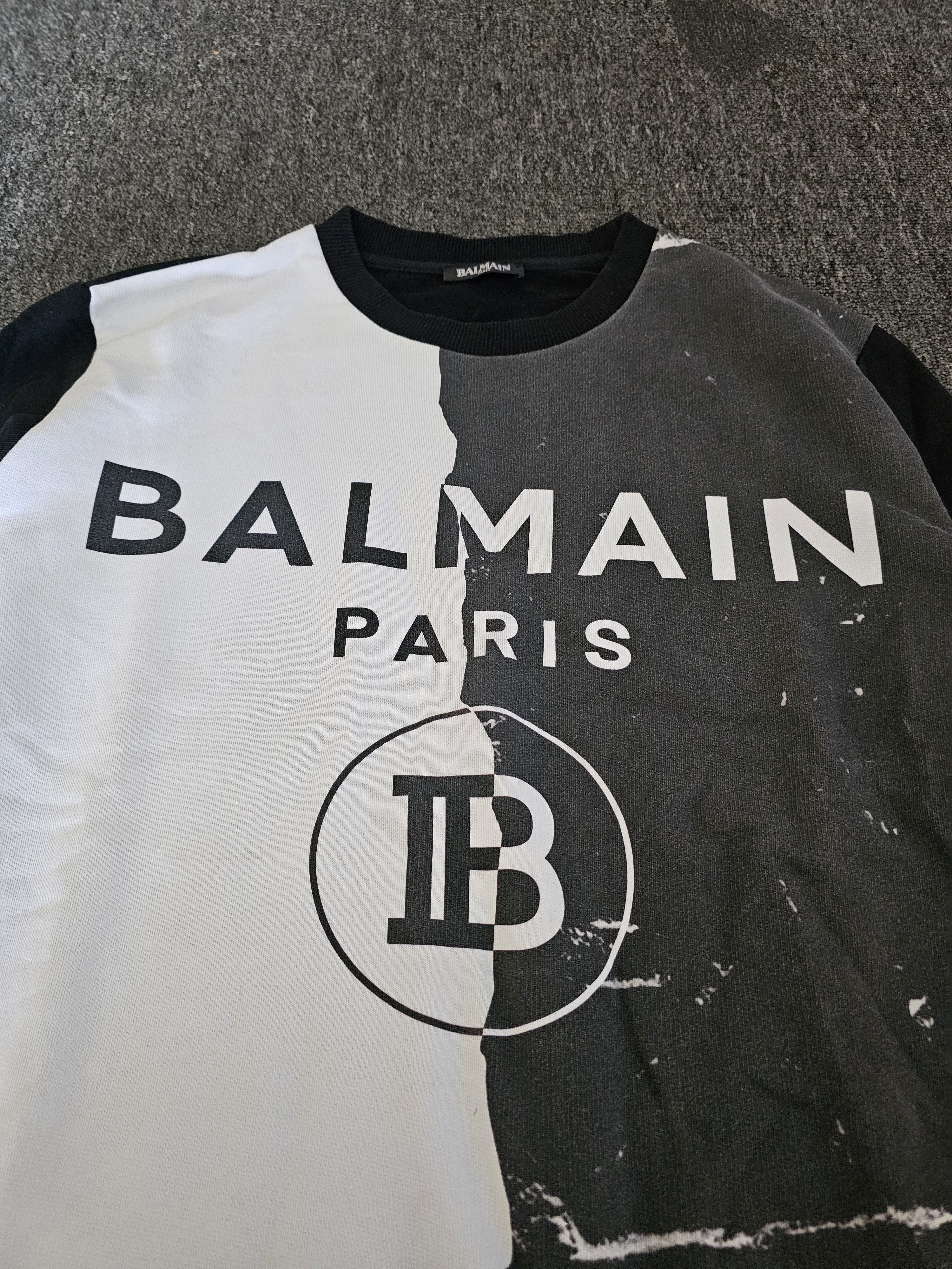 Balmain Balmain Men's Black and White Oversize Sweatshirt Size M Size US M / EU 48-50 / 2 - 2 Thumbnail