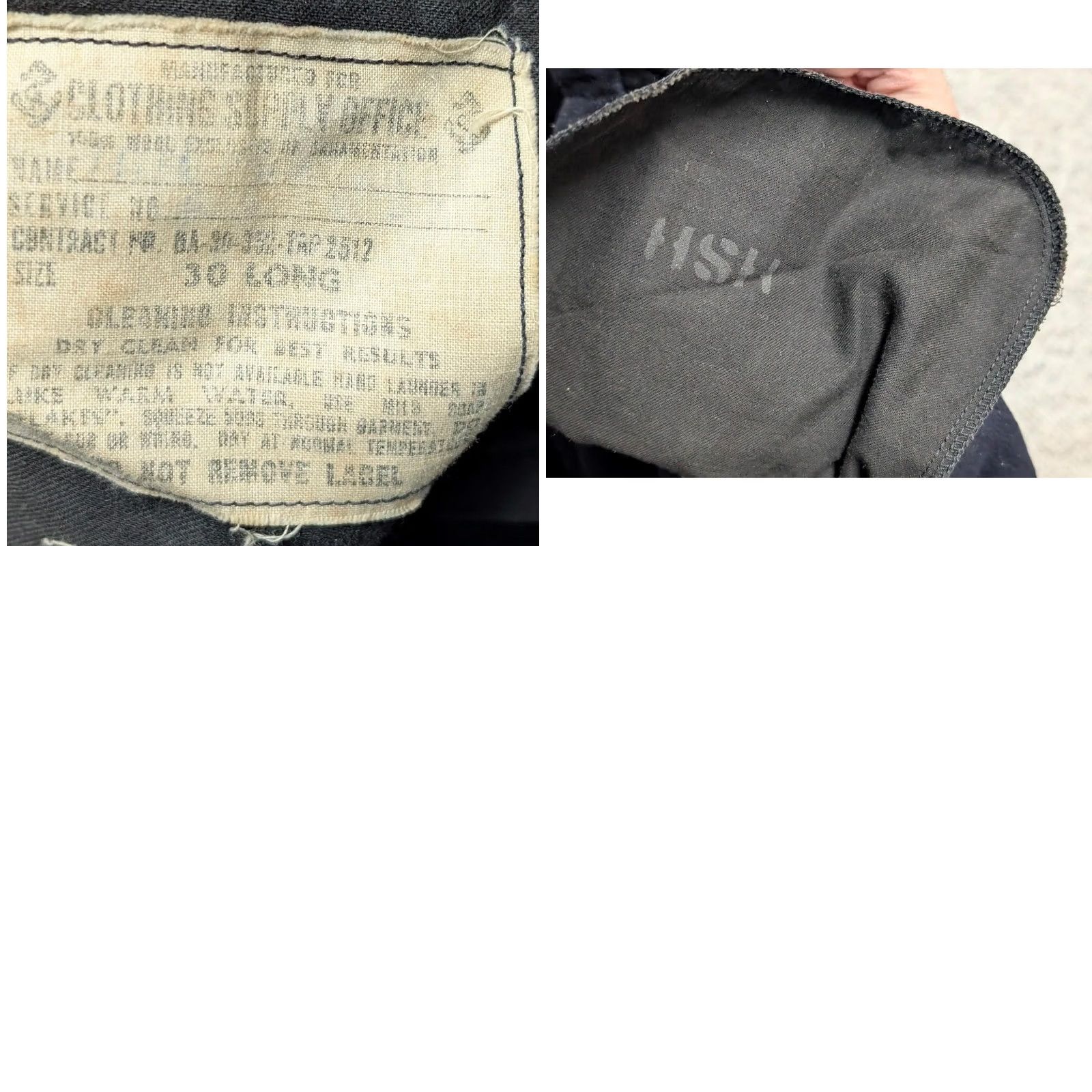 Bell VINTAGE USN SAILOR PANTS Navy Blue Wool Bell-Bottom 28x34 WWII Navy Mens Pants Size US 28 / EU 44 - 8 Thumbnail