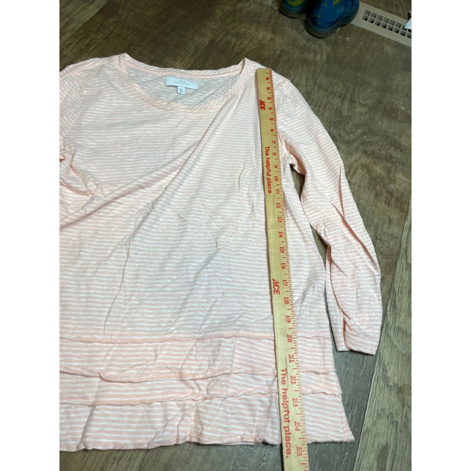 Pinko New Directions Blouse Shirt Pink Striped Long Sleeve M Womens Bell Sleeve Casual Travel Regular Stretch Easy Care Packable Modern Basic Size M / US 6-8 / IT 42-44 - 2 Thumbnail