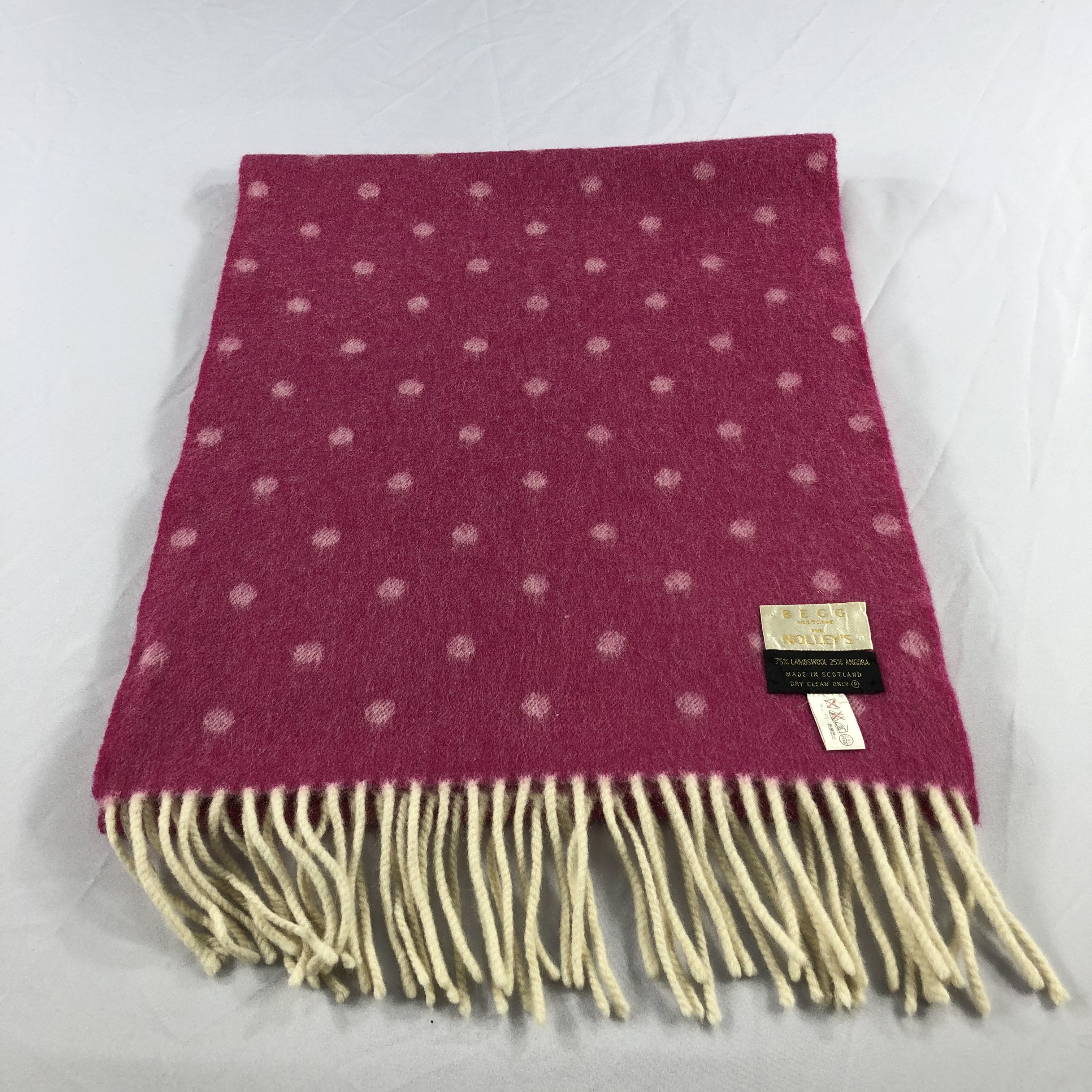 Begg x Co Begg X Nolley's Pink Polka Dots Scarf Muffler Wool V918 Size ONE SIZE - 2 Thumbnail