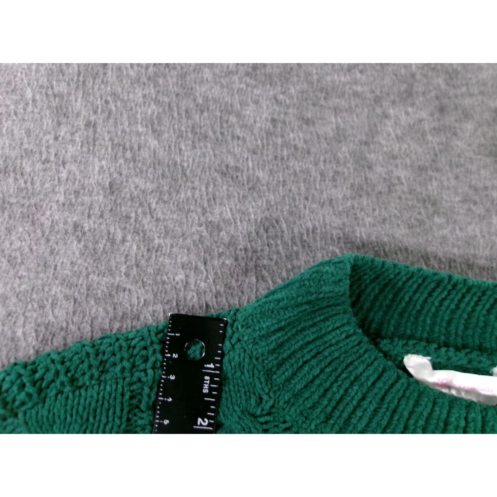 Vintage No Boundaries Sweater Women XL Green Knit Crew Neck Long Sleeve Cropped Pullover 90s Class Preppy Casual Size XL / US 12-14 / IT 48-50 - 4 Thumbnail