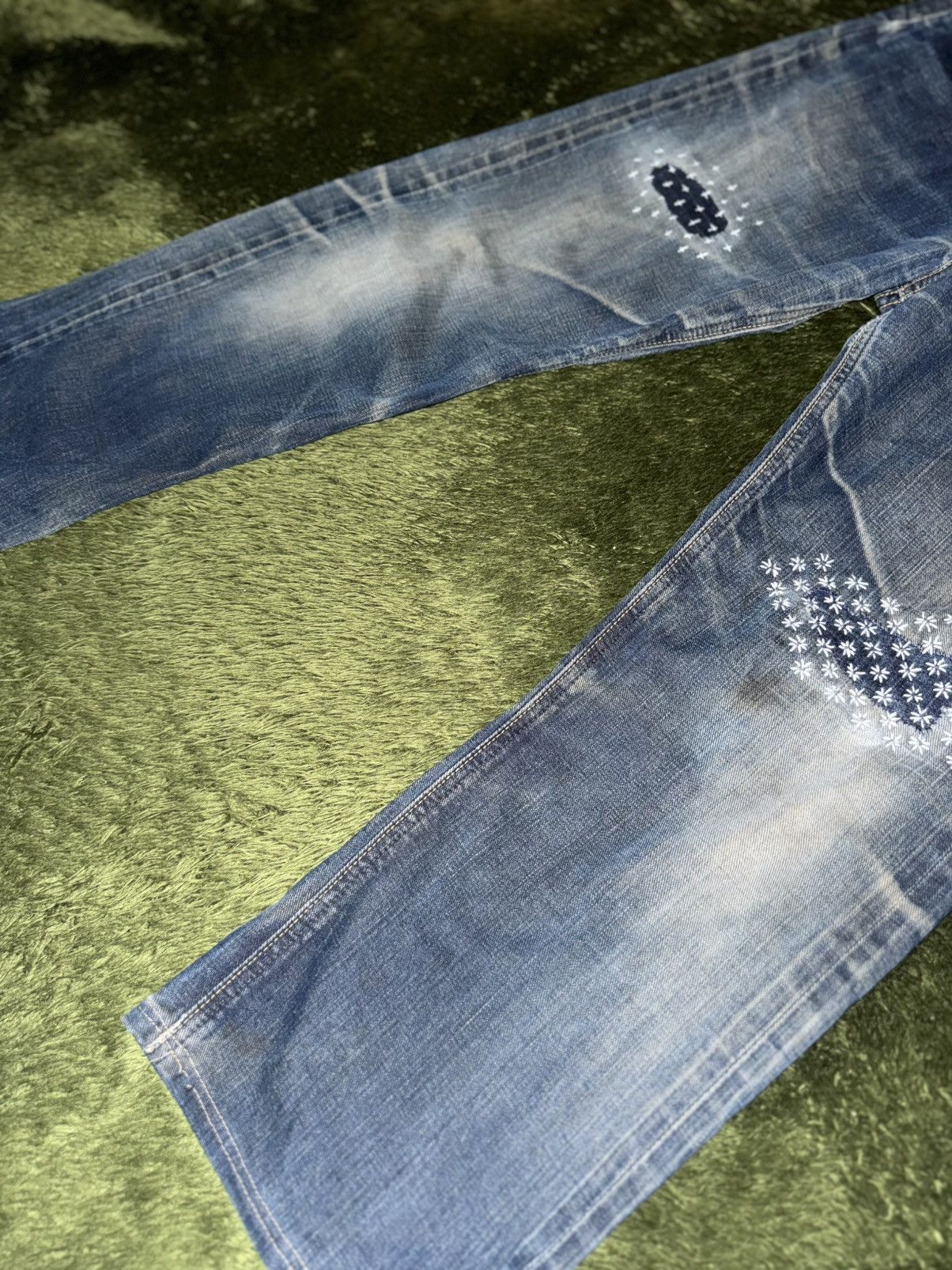Lee [32x33] 00s Lee Japan Sashiko Custom Denim Pants Size US 32 / EU 48 - 8 Thumbnail