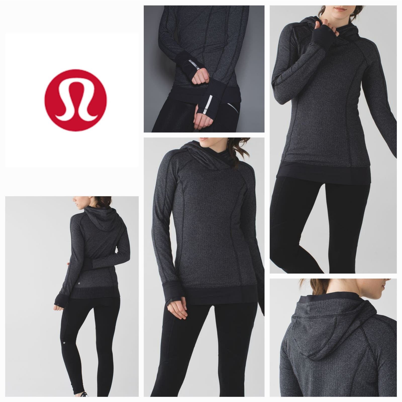 Lululemon EUC Lululemon Think Fast Hoodie Sz. 6 Heathered Herringbone